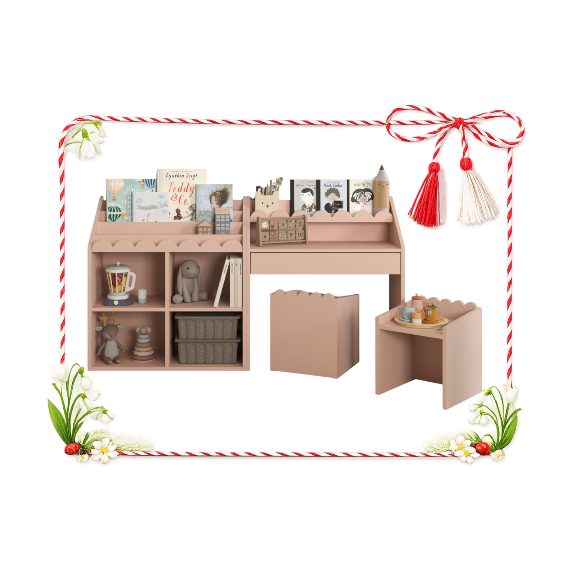 Set BOOK NOOK SUNSET biblioteca cu birou + 2 scaunele GRATIS 