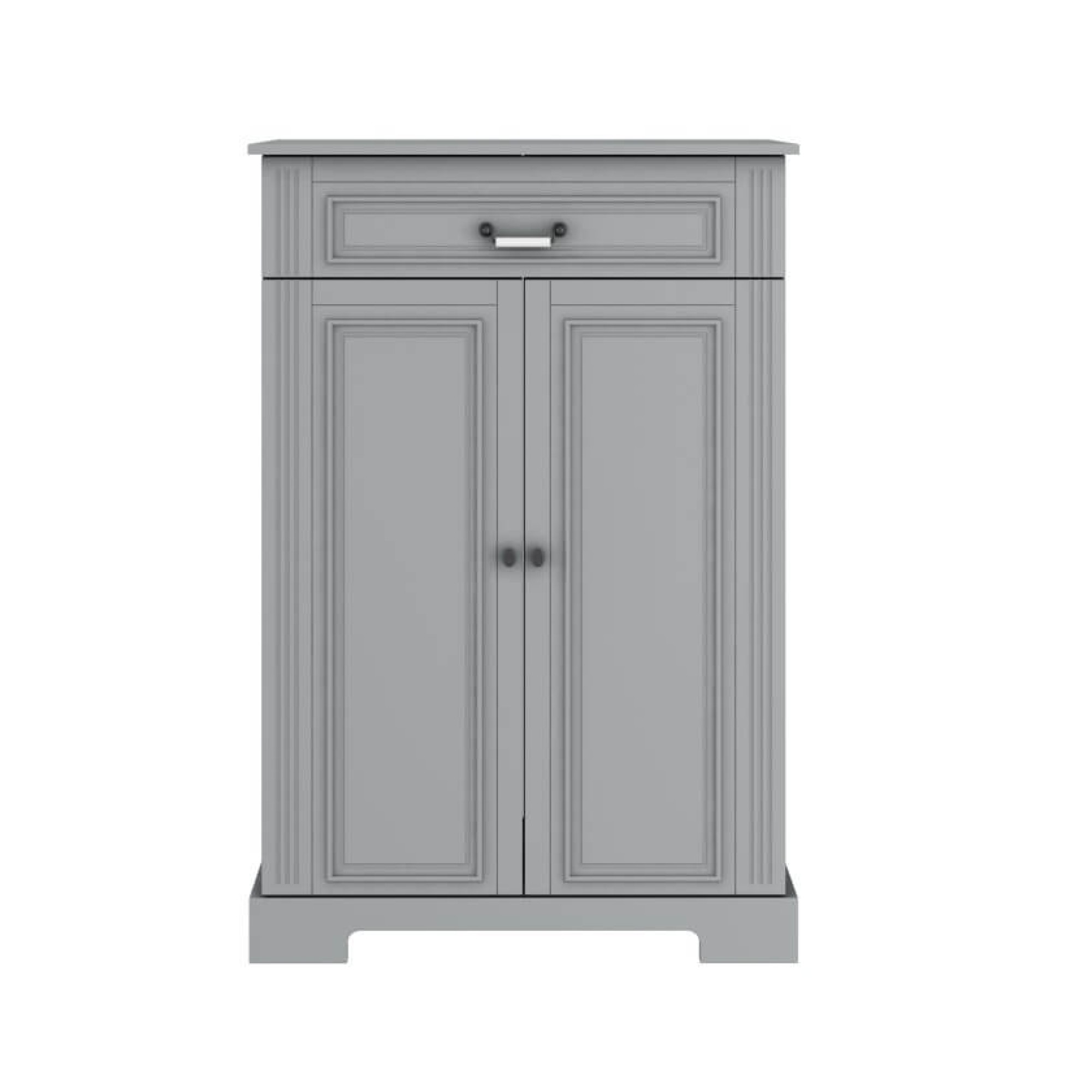 Comoda 2 usi, 1 sertar, MDF Gri, stil clasic romantic, 125x85 cm, colectia INES