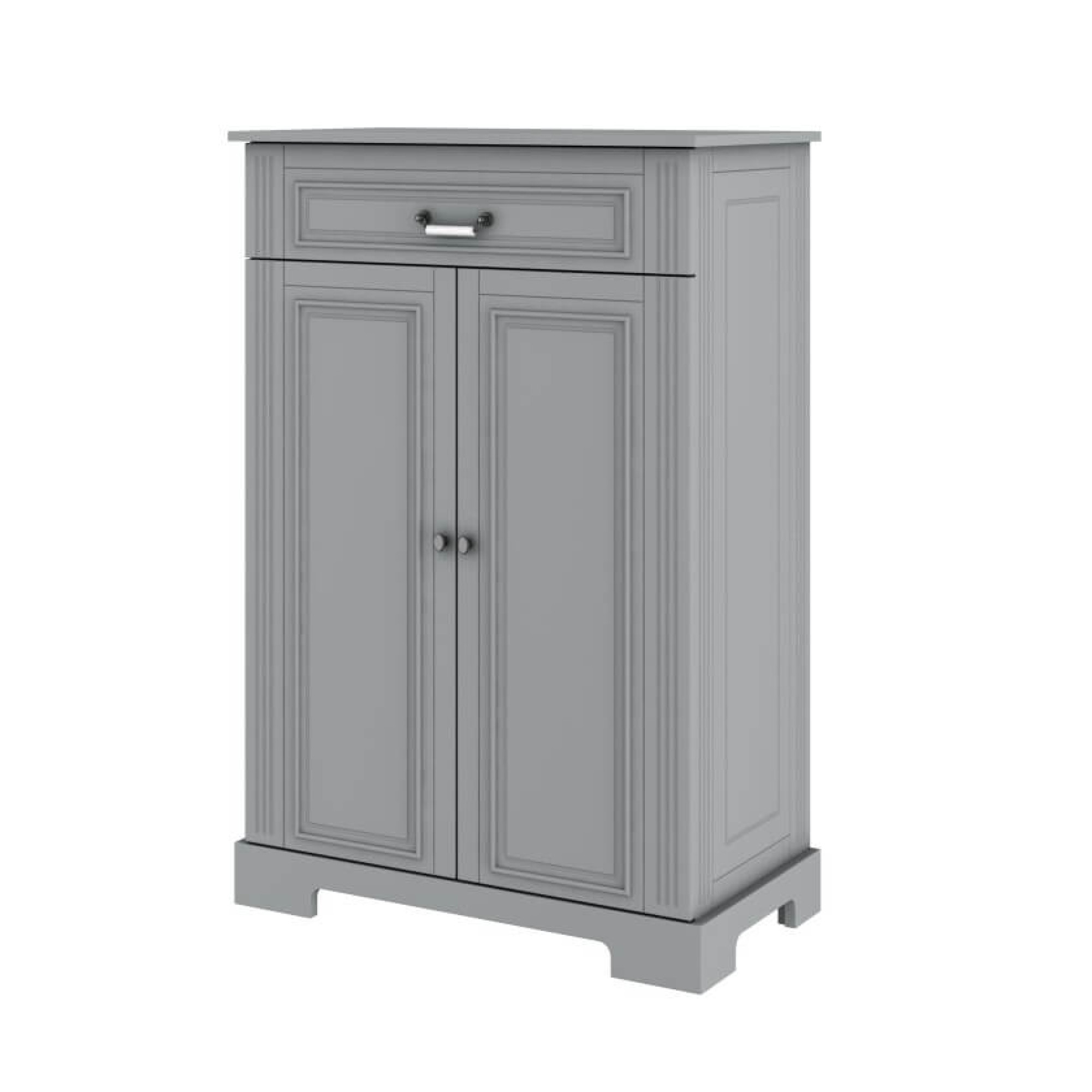 Comoda 2 usi, 1 sertar, MDF Gri, stil clasic romantic, 125x85 cm, colectia INES