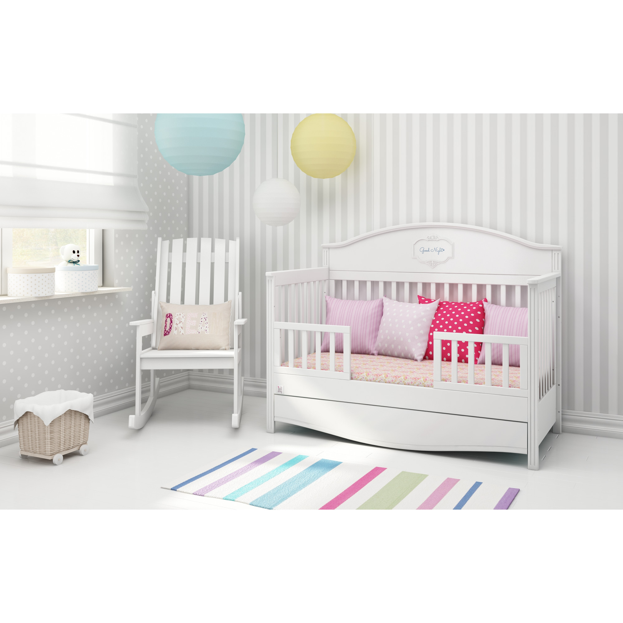 Patut bebe cu sertar, Good Night, lemn/MDF Pure, 140 x 70 cm