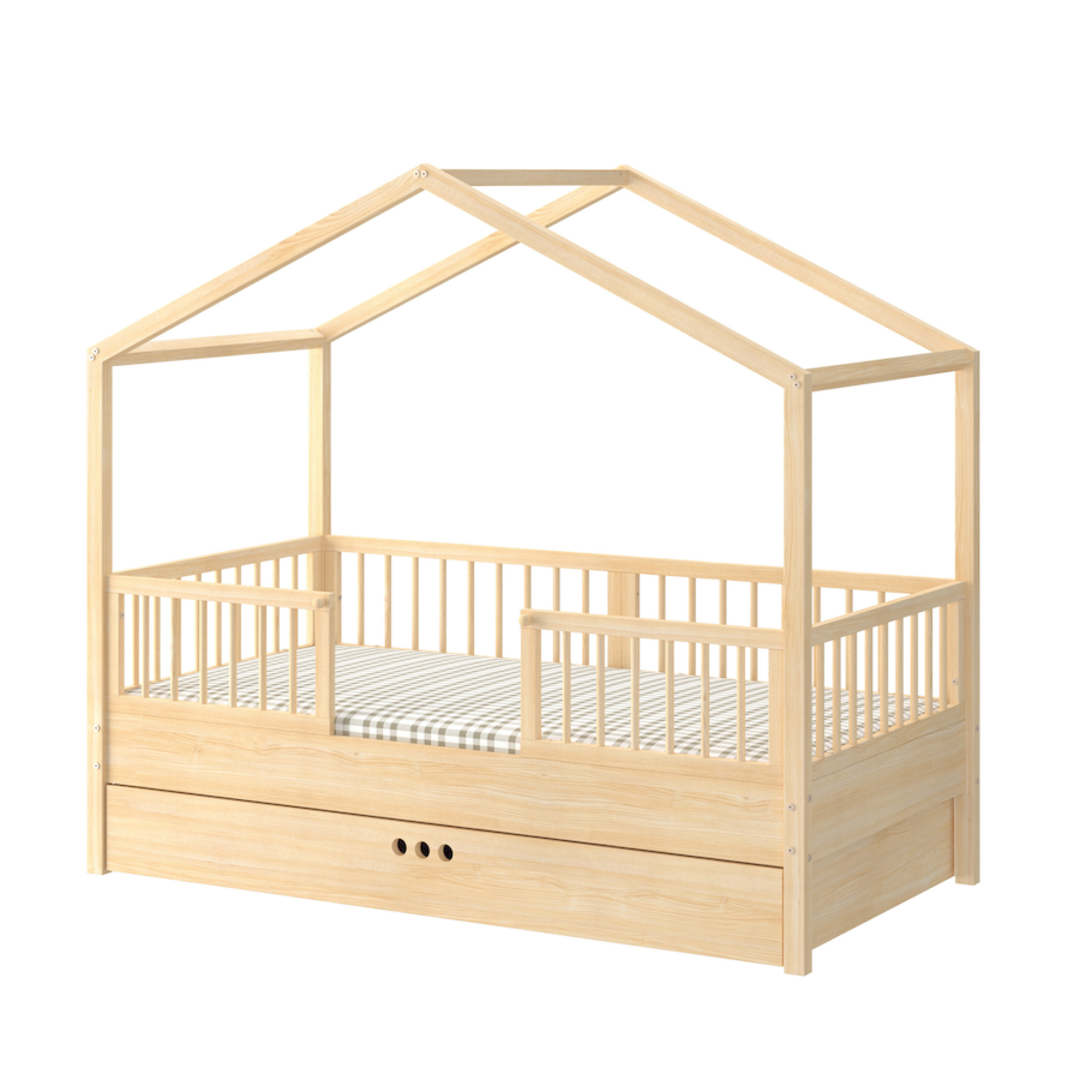 Dream Nest, patut montessori tip casuta, lemn de pin, 80x160