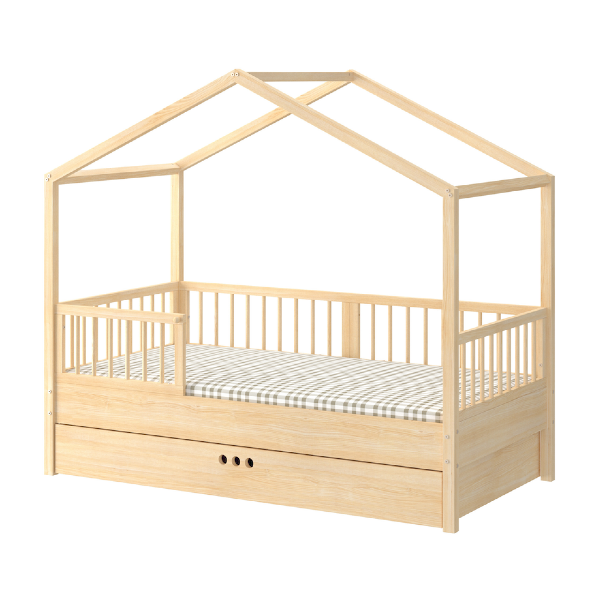 Dream Nest, patut montessori tip casuta, lemn de pin, 80x160