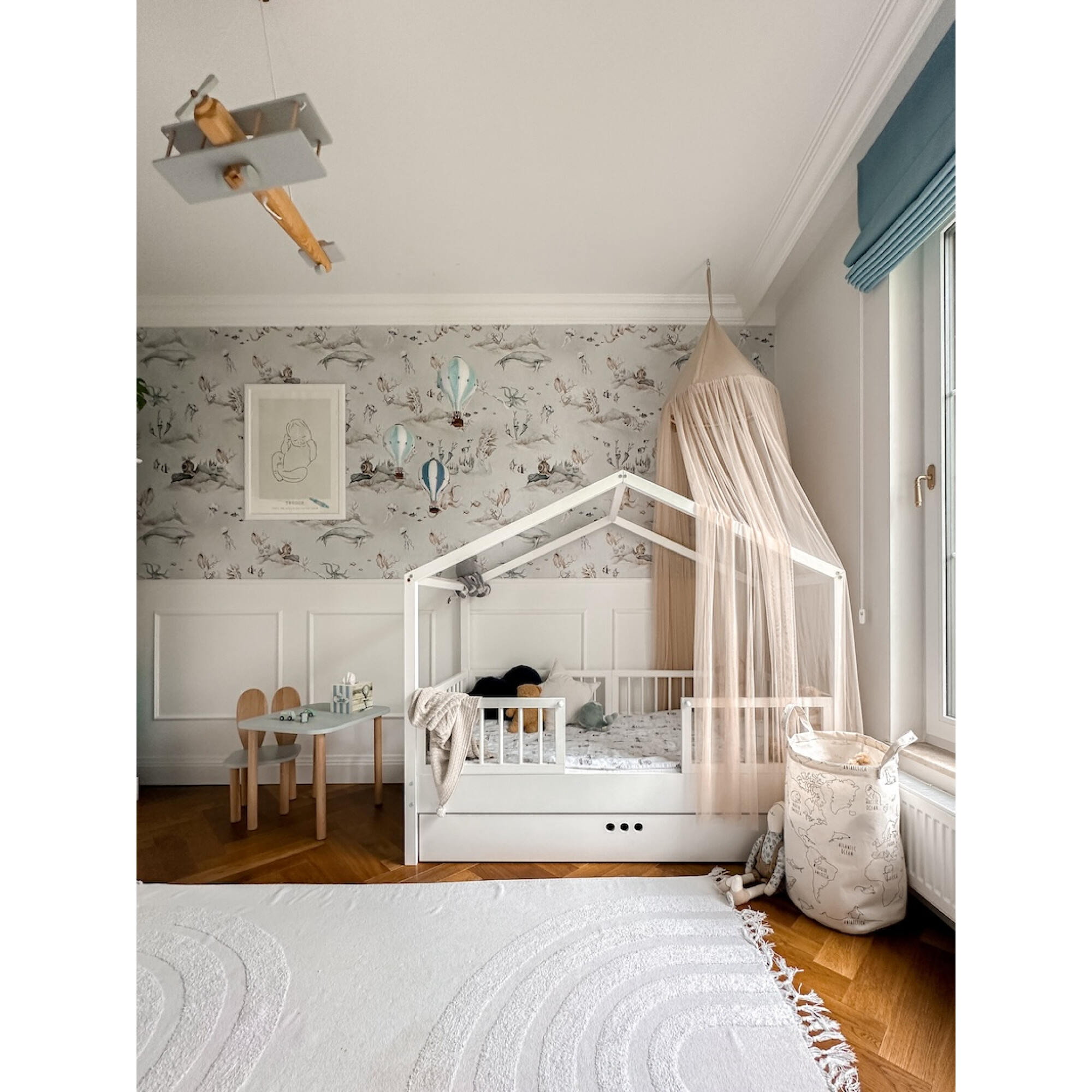 Dream Nest, patut montessori tip casuta, alb, 80x160