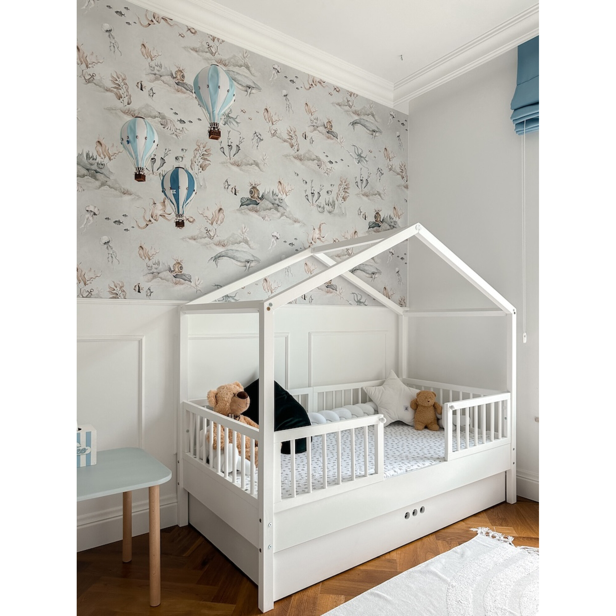 Dream Nest, patut montessori tip casuta, alb, 80x160