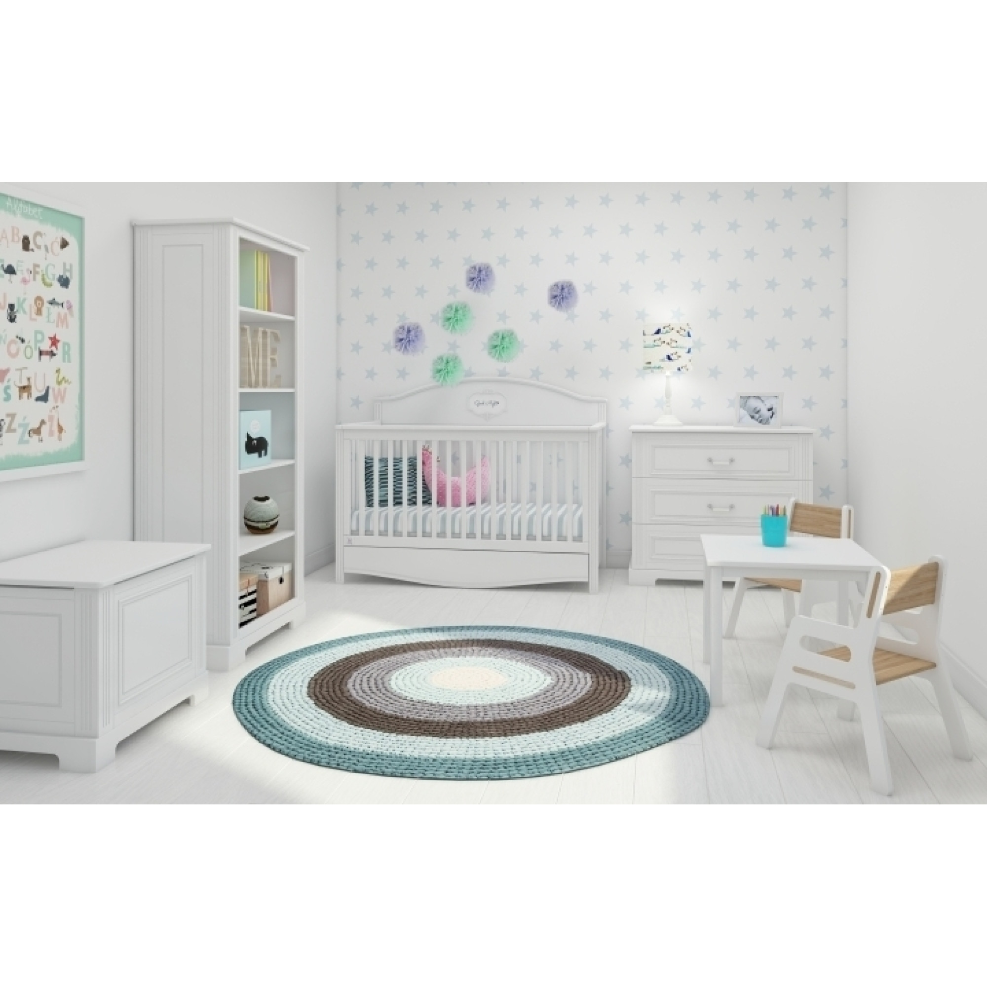 Patut bebe cu sertar, Good Night, lemn/MDF Pure, 140 x 70 cm