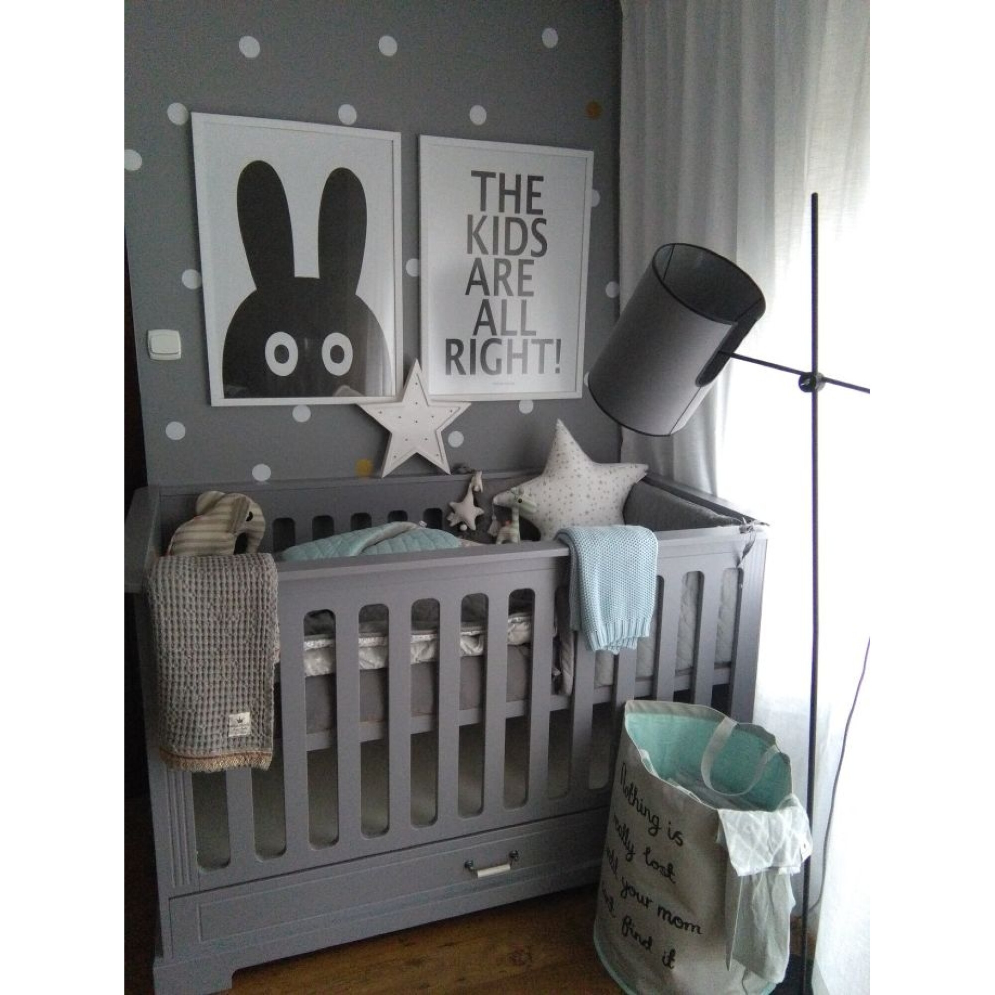 Set patut bebe transformabil, Ines gri si saltea 140 x 70 cm