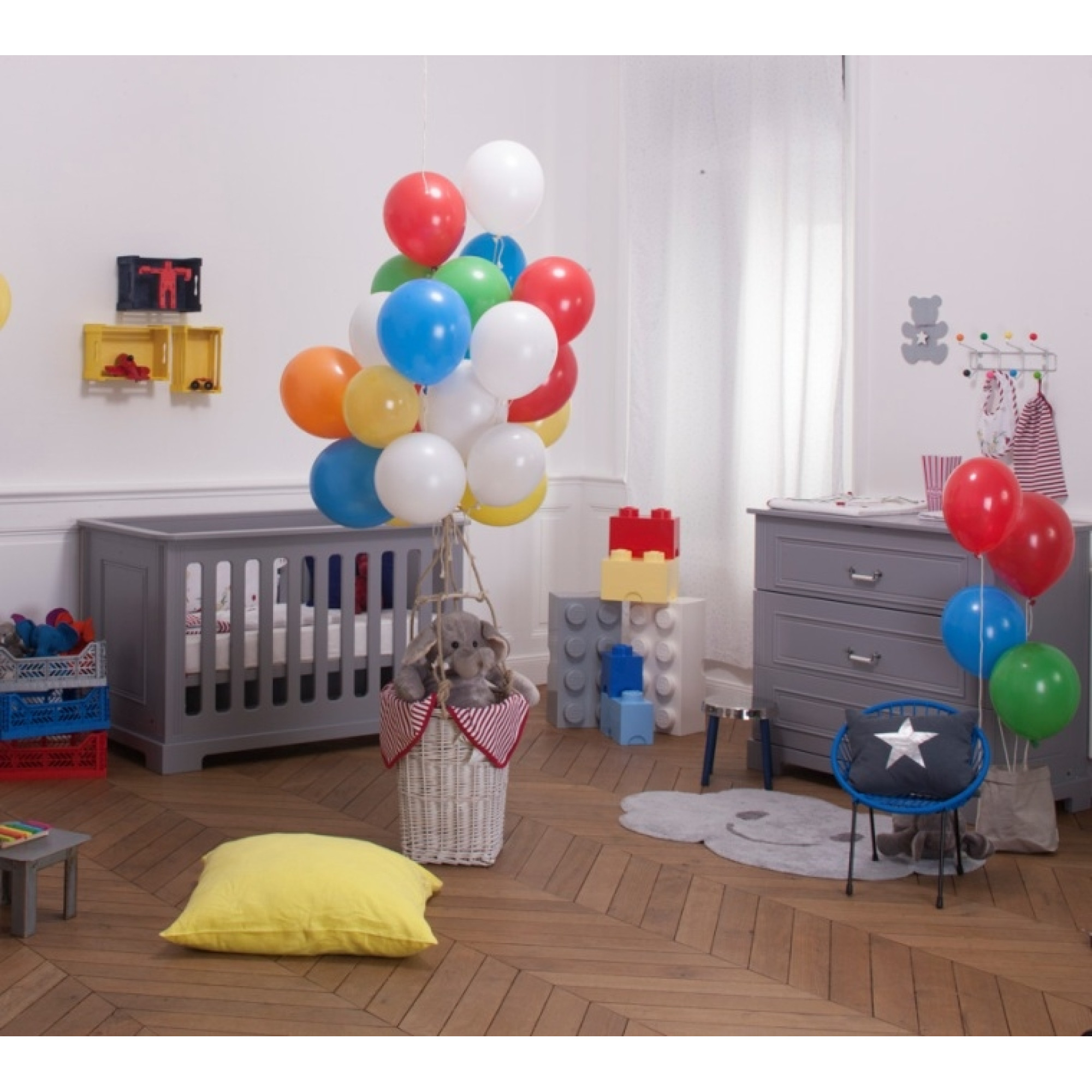 Patut bebe, Gri, lemn/MDF, stil clasic-romantic, 140 x 70 cm, colectia INES