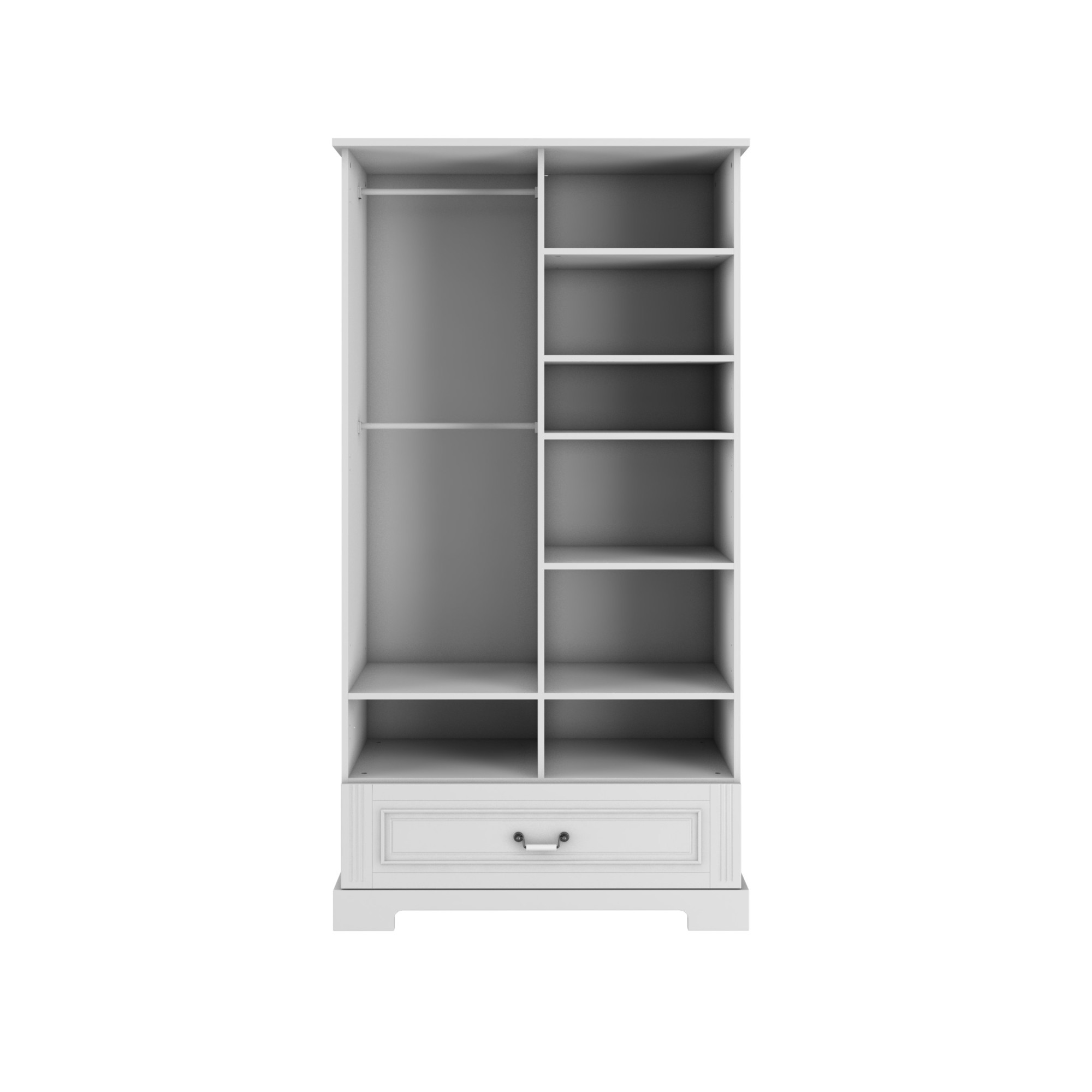 Dulap inalt 2 usi, 1 sertar, MDF, Alb, stil clasic-romantic 193x102 cm, colectia INES