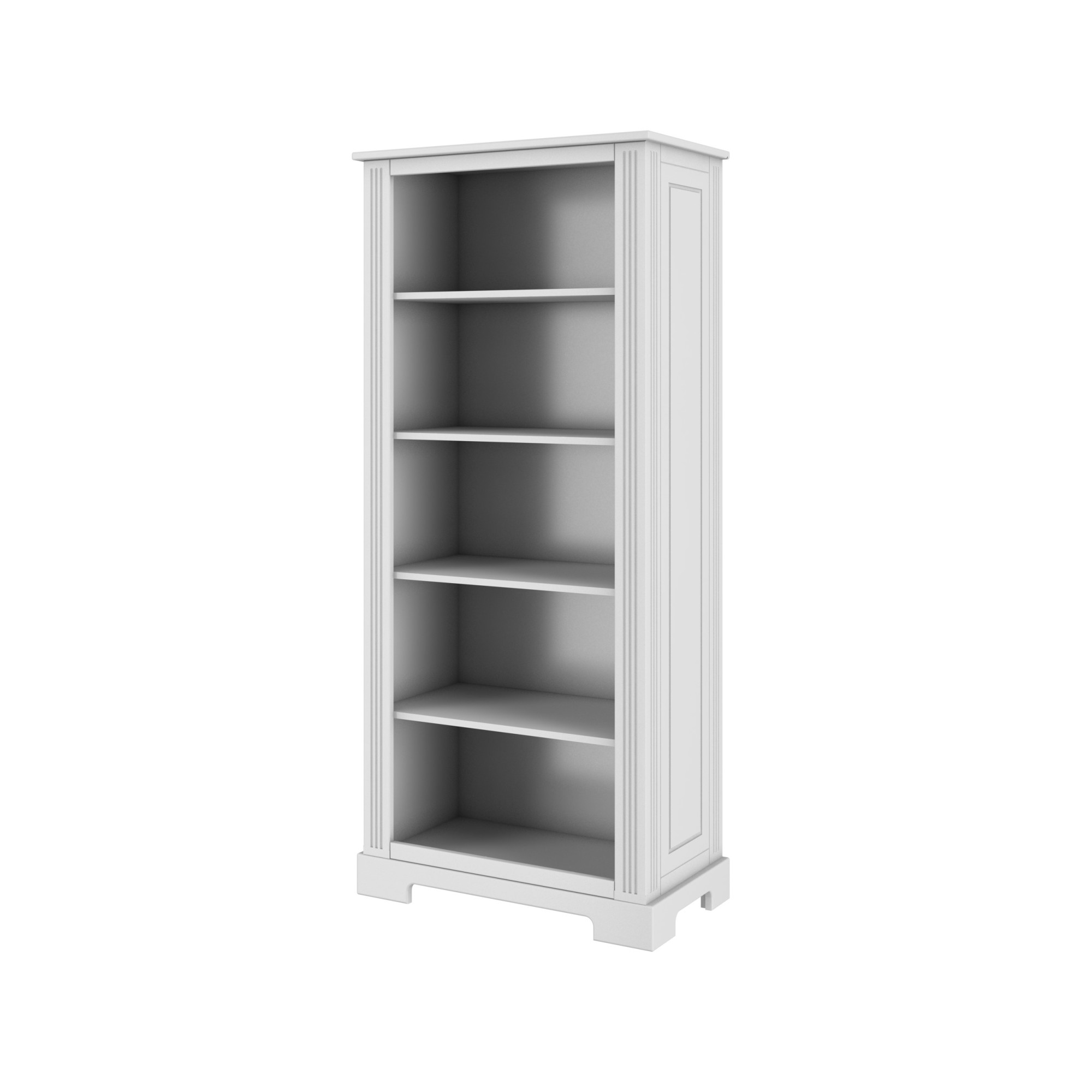 Biblioteca 5 rafturi, MDF, Alb, stil clasic-romantic, 180x80 cm, colectia INES