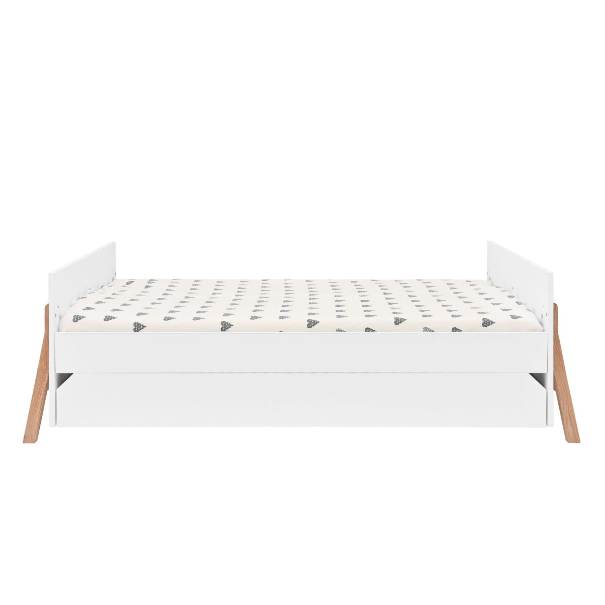 Patut bebe transformabil, cu sertar, lemn/MDF, Alb, stil scandinav, 140 x 70 cm, colectia LOTTA