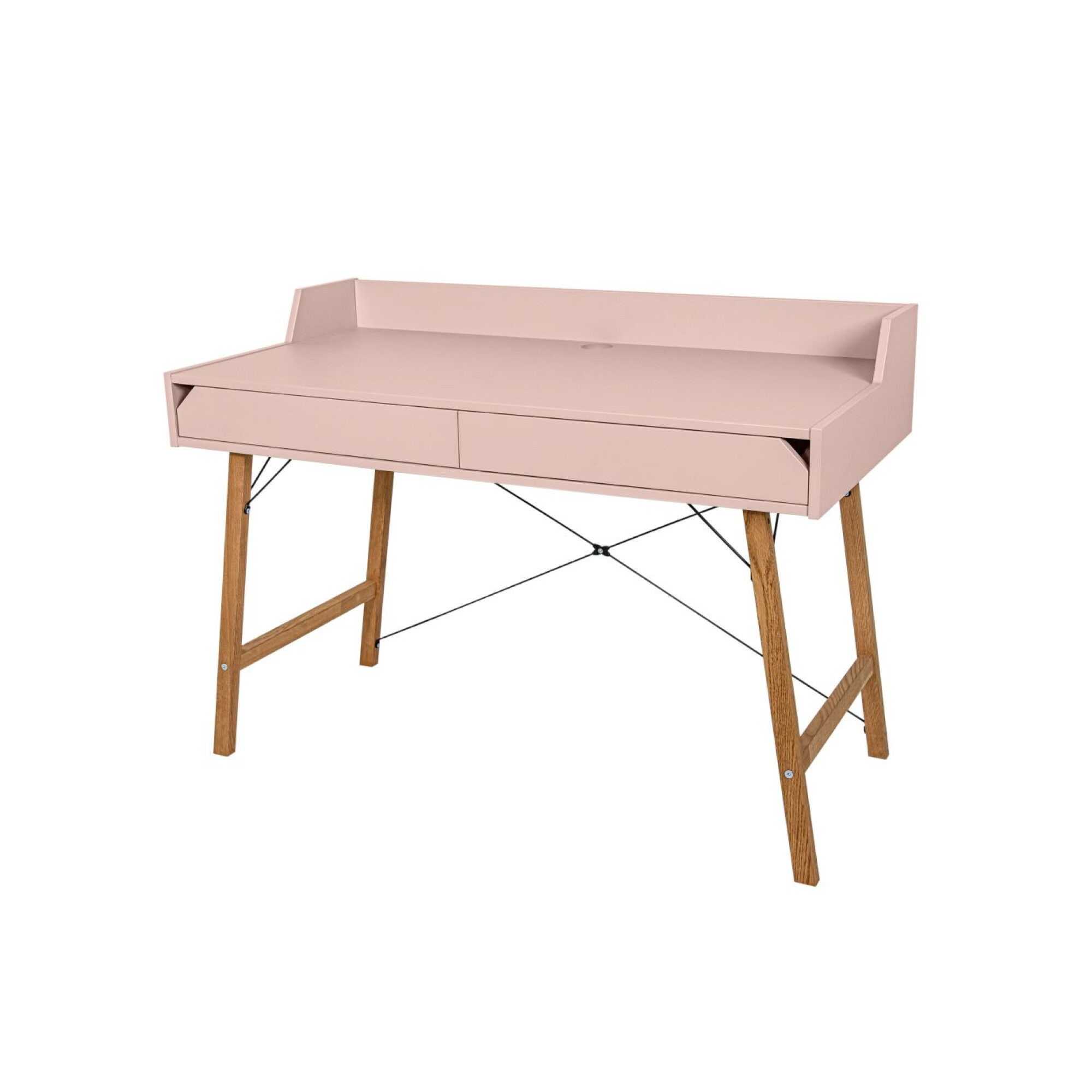 Birou LOTTA Sunset, 2 sertare, blat 120x60 cm, picioare lemn de stejar, stil scandinav,