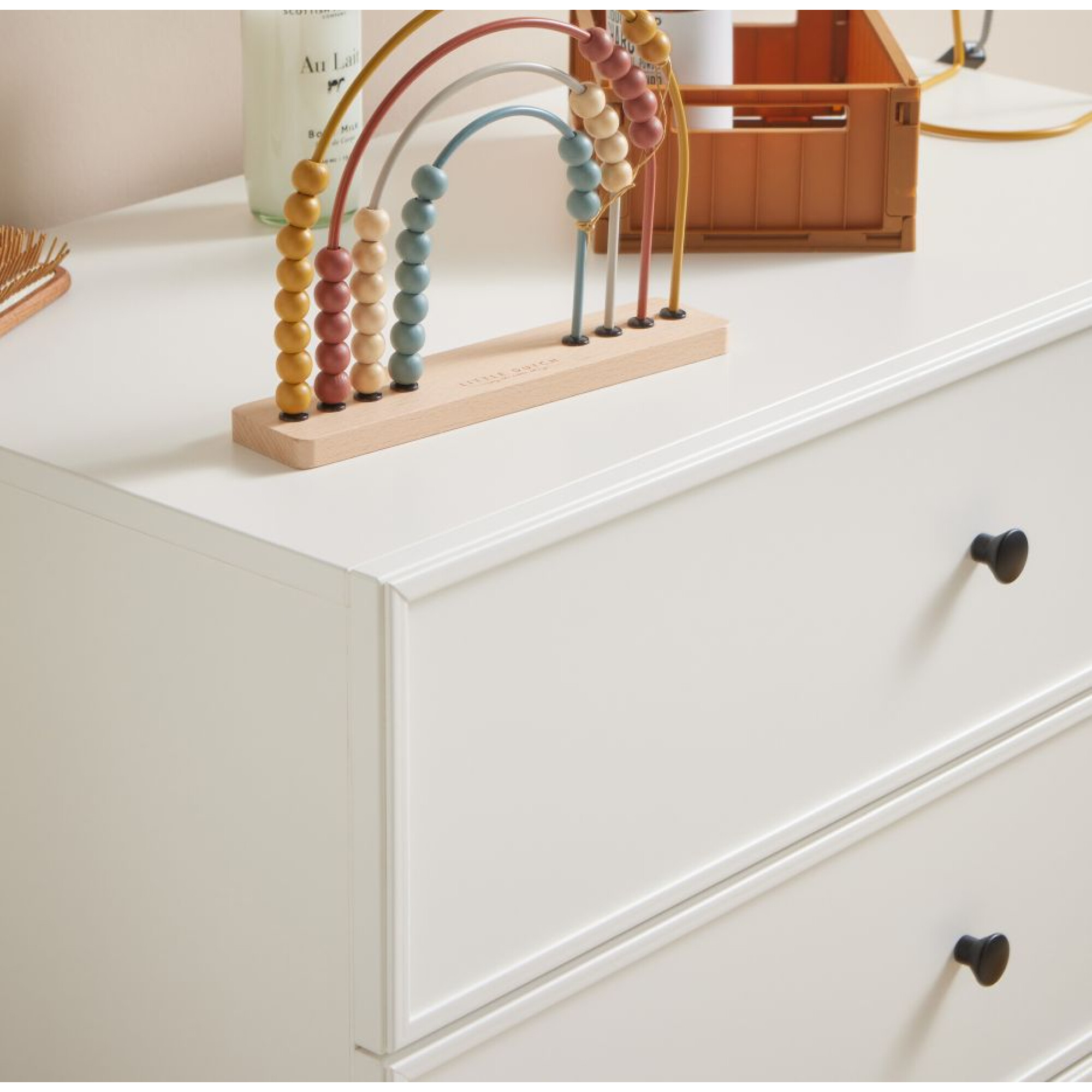 Comoda 3 sertare, Lumi, MDF cu picioare metalice, ALB