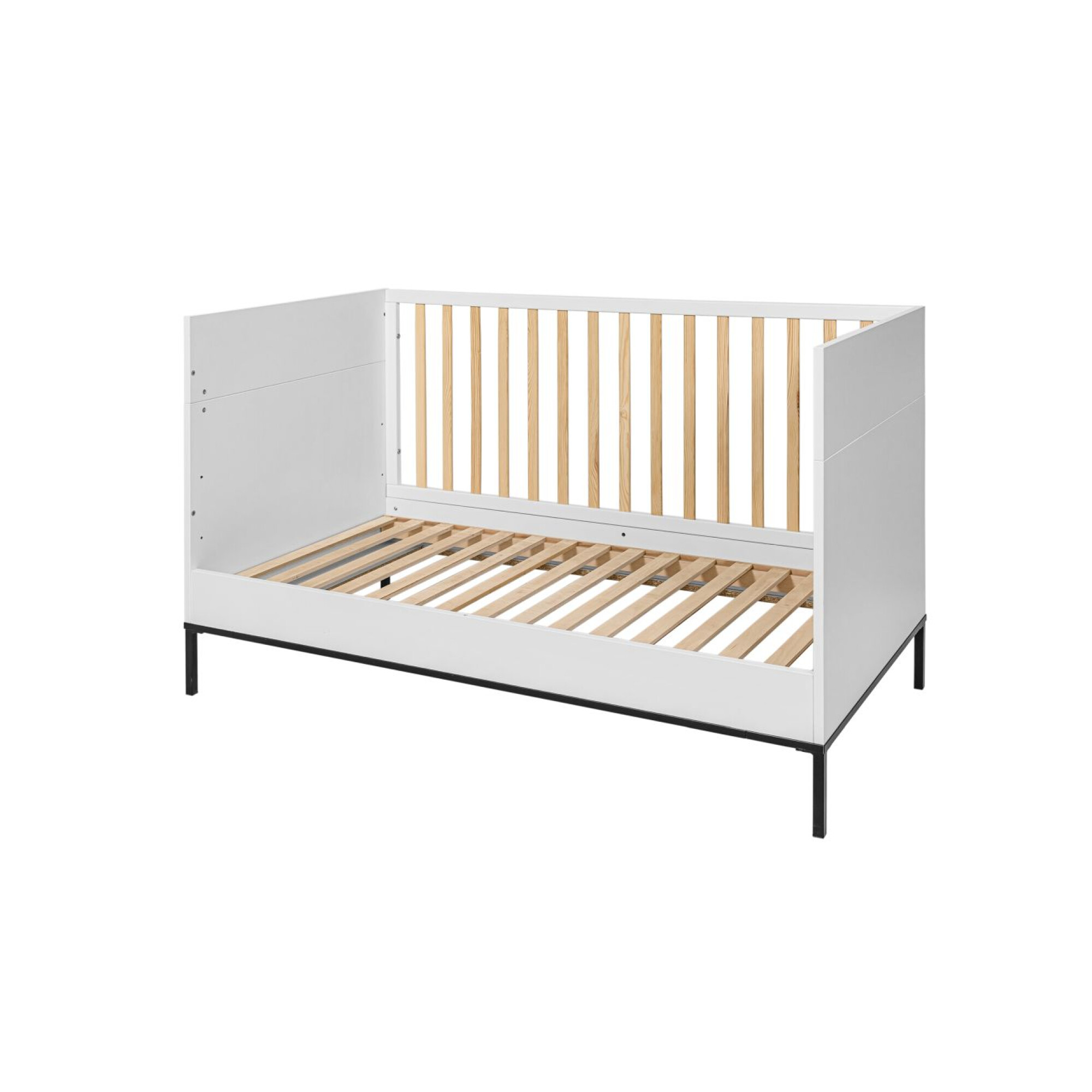 Patut bebe Lumi, transformabil, Modern, Lemn de Pin, picioare metalice, 70x140 cm