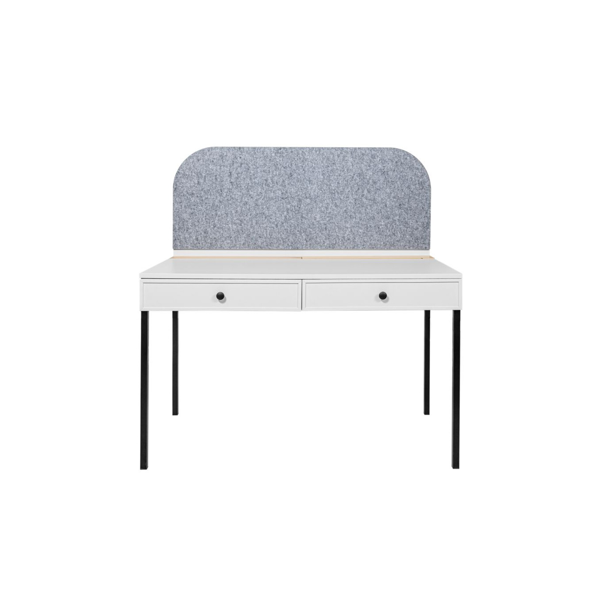 Birou LUMI, 2 sertare, MDF/ picioare metalice, Alb, suprafata de studiu 120x64 cm