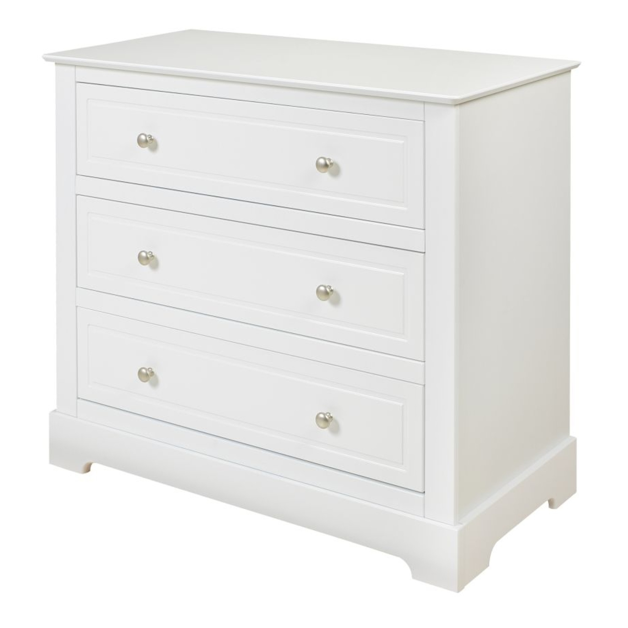 Comoda 3 sertare, MDF, Alb, stil clasic-romantic, colectia Marylou