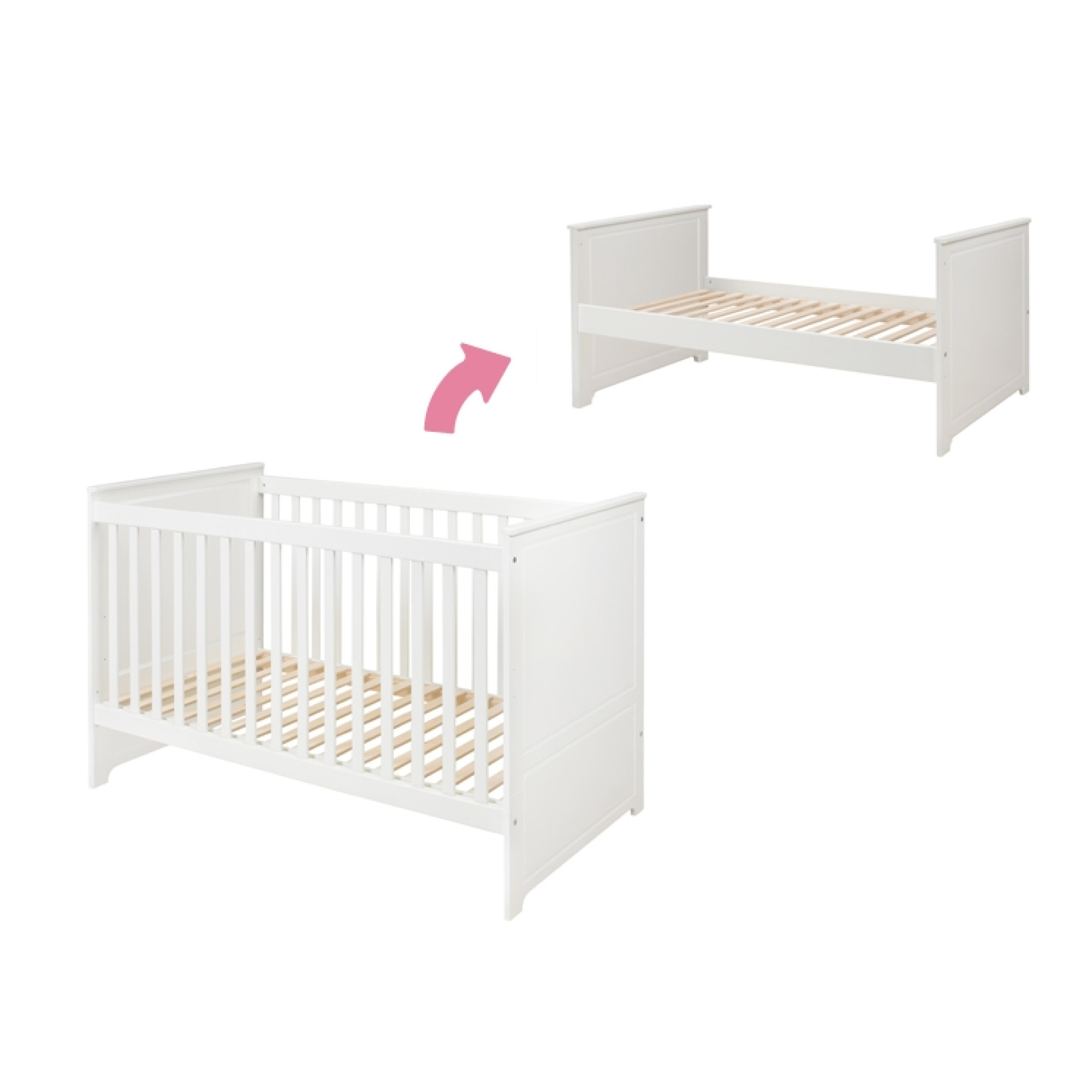 Patut bebe lemn/MDF, Marylou, neasamblat, alb, 140 x 70 cm