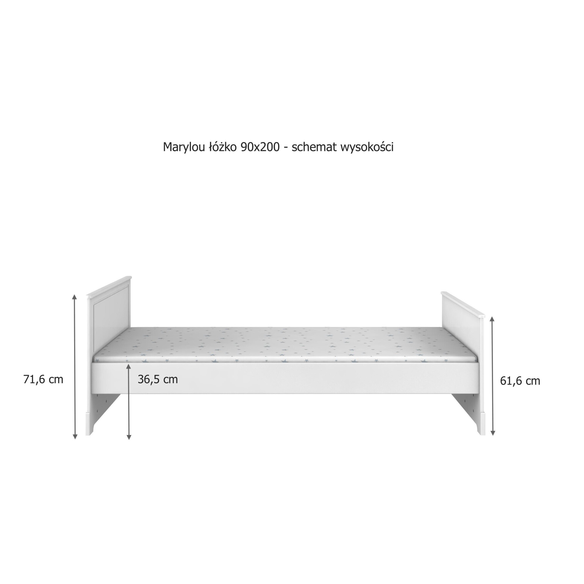 Set pat tineret Marylou alb MDF si saltea 90x200 cm