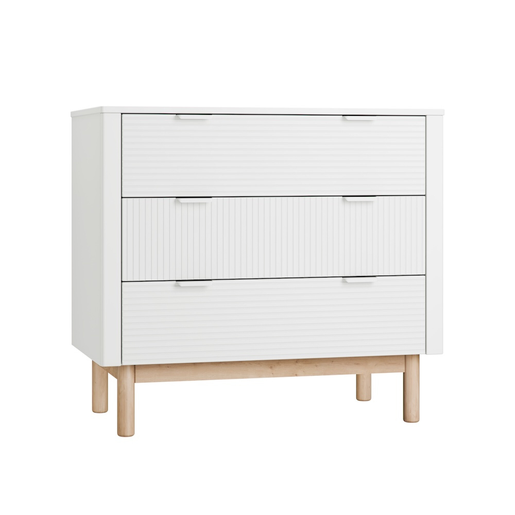 Comoda 3 sertare  din lemn masiv / MDF, colectia Miloo, alb