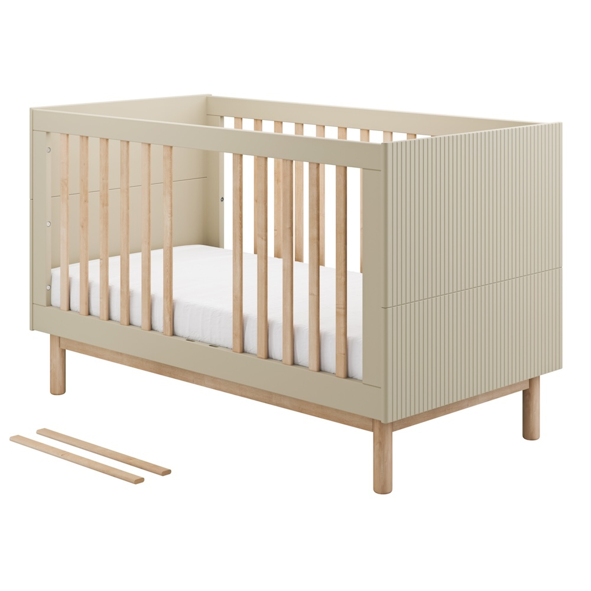 Patut copii 140x70 din lemn masiv / MDF, reglabil pe inaltime, colectia Miloo, champagne