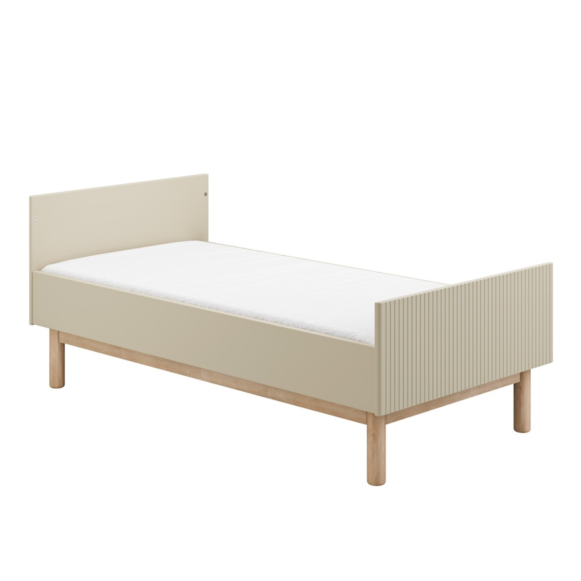 Patut copii 140x70 din lemn masiv / MDF, reglabil pe inaltime, colectia Miloo, champagne