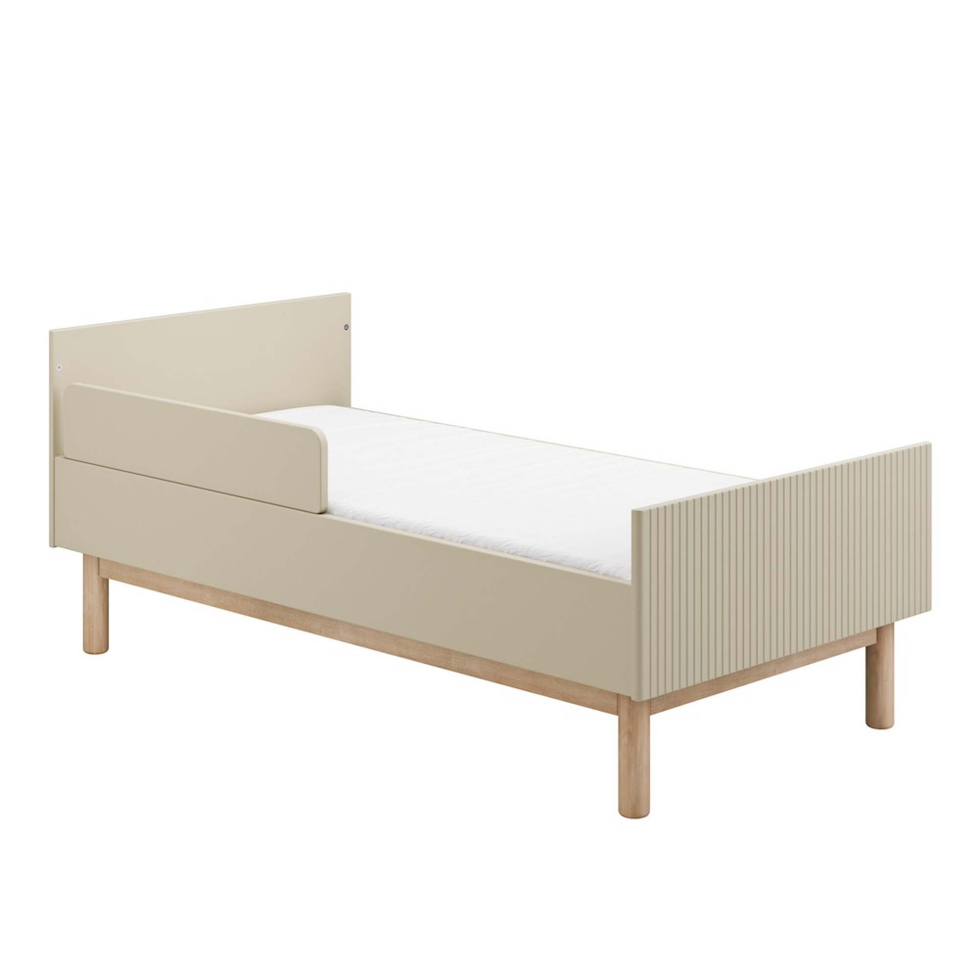 Patut copii 140x70 din lemn masiv / MDF, reglabil pe inaltime, colectia Miloo, champagne