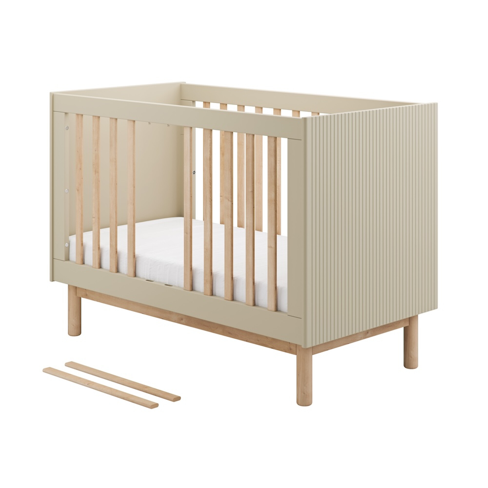 Patut copii 60x120 din lemn masiv / MDF, reglabil pe inaltime, colectia Miloo, champagne