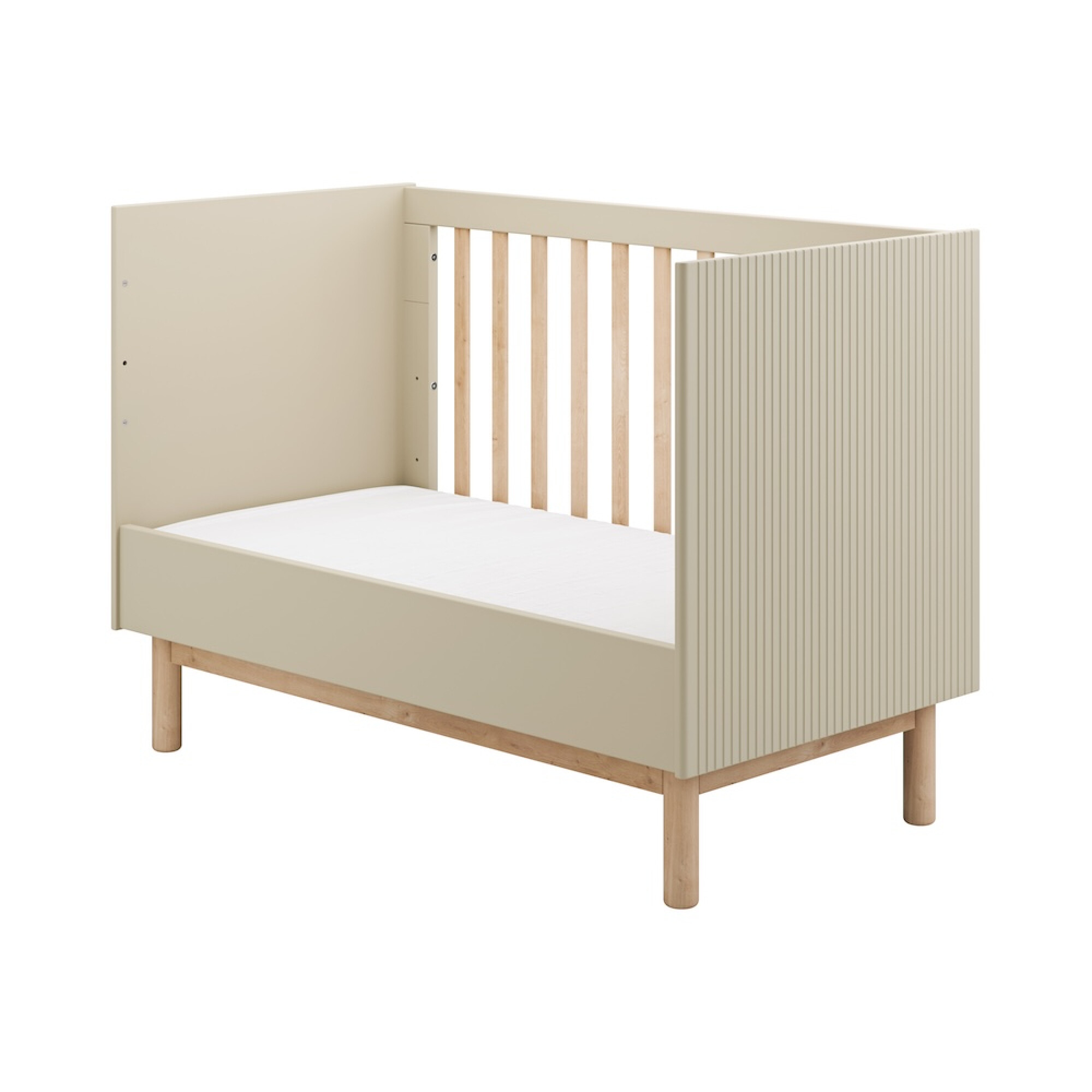 Patut copii 60x120 din lemn masiv / MDF, reglabil pe inaltime, colectia Miloo, champagne