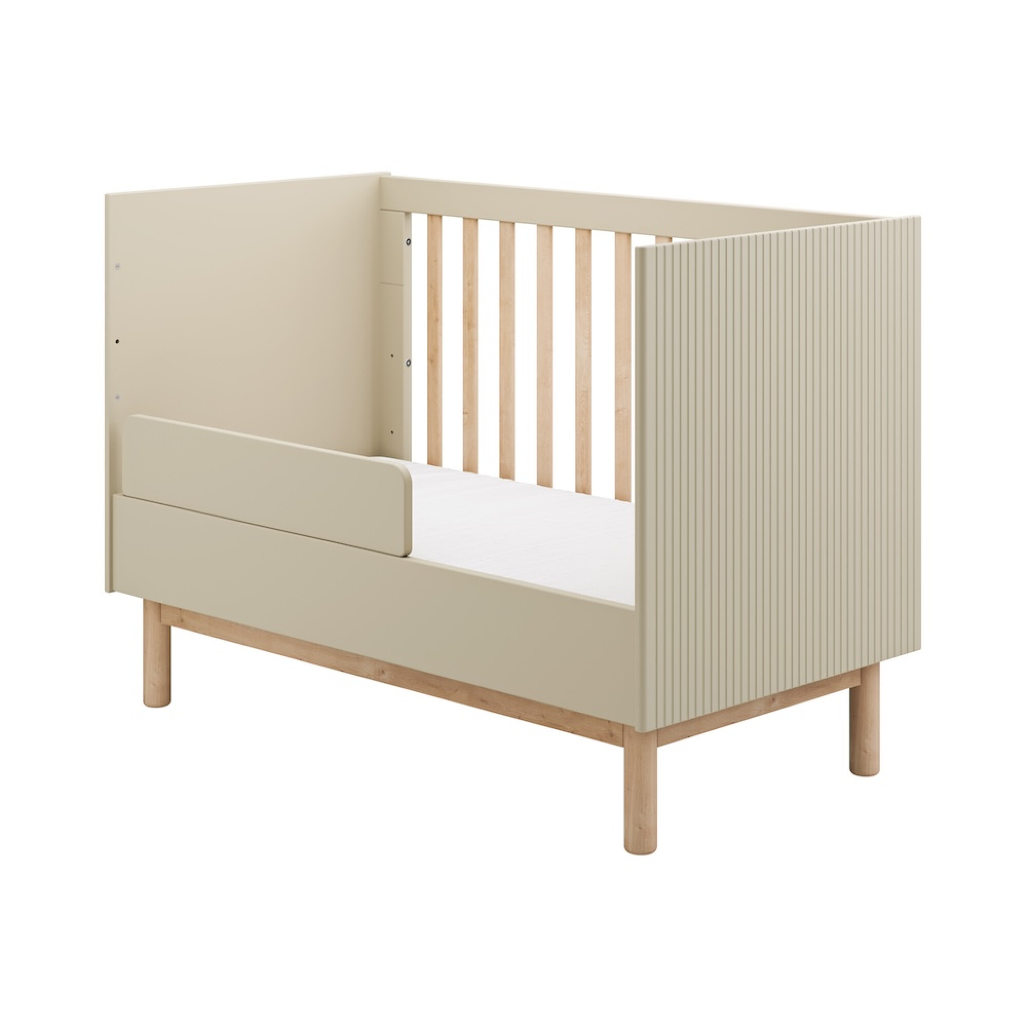 Patut copii 60x120 din lemn masiv / MDF, reglabil pe inaltime, colectia Miloo, champagne