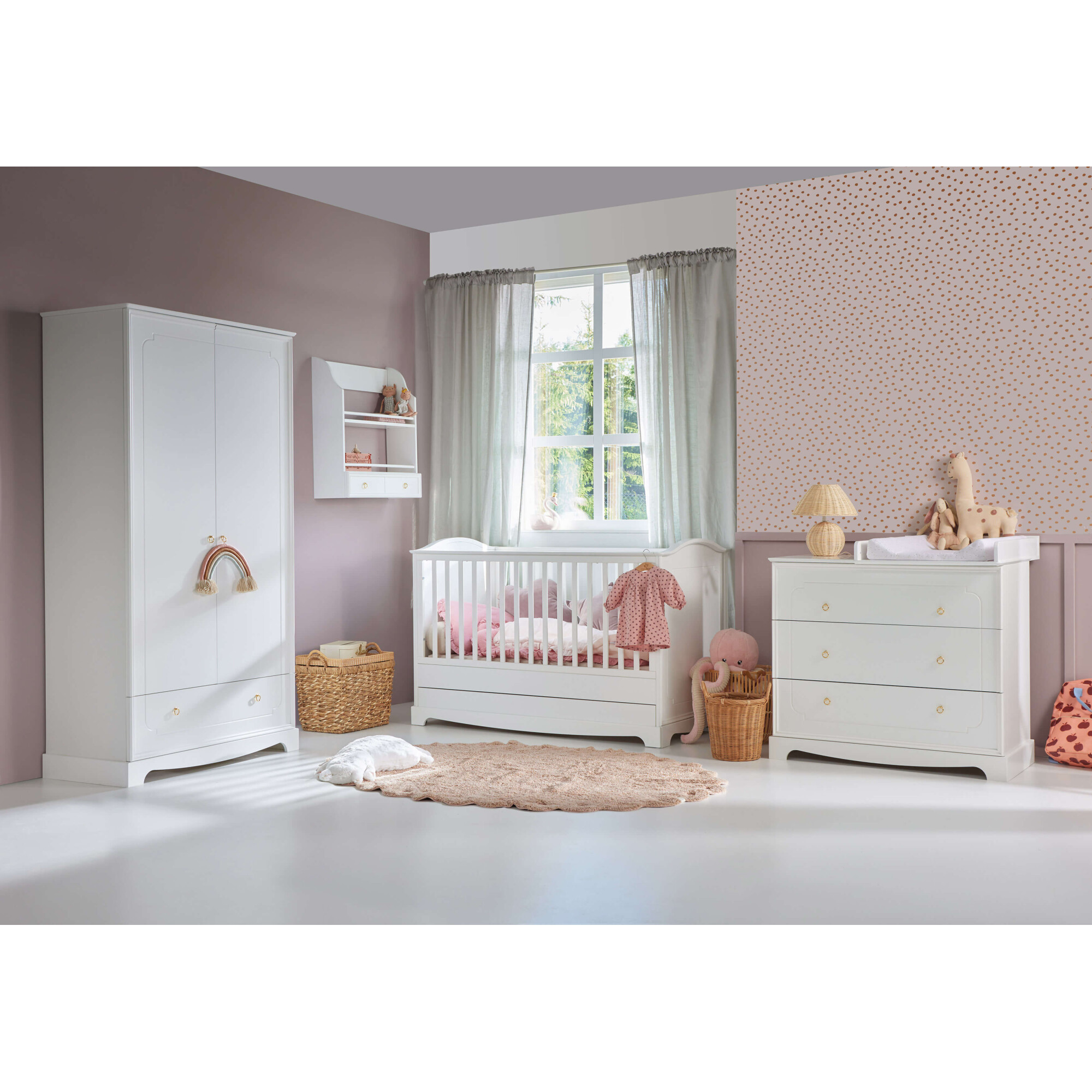 Comoda 3 sertare, MDF, ALB, stil clasic-romantic, colectia Royal