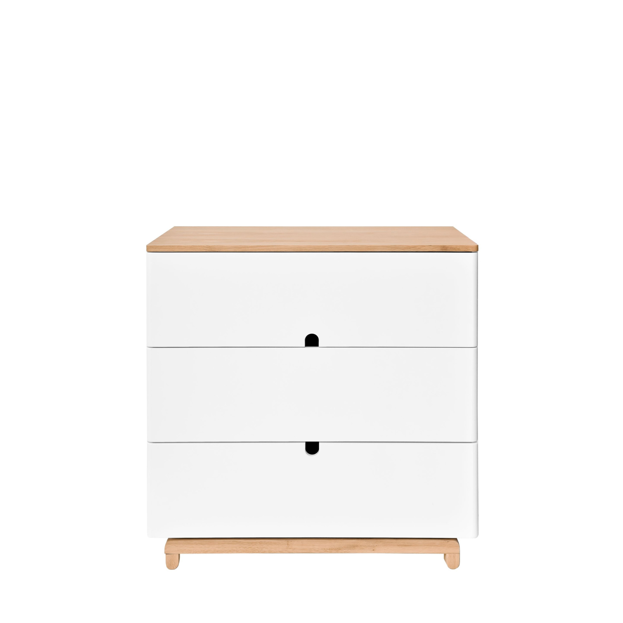 Comoda 3 sertare, MDF, picioare lemn de stejar, stil modern, colectia Nomi