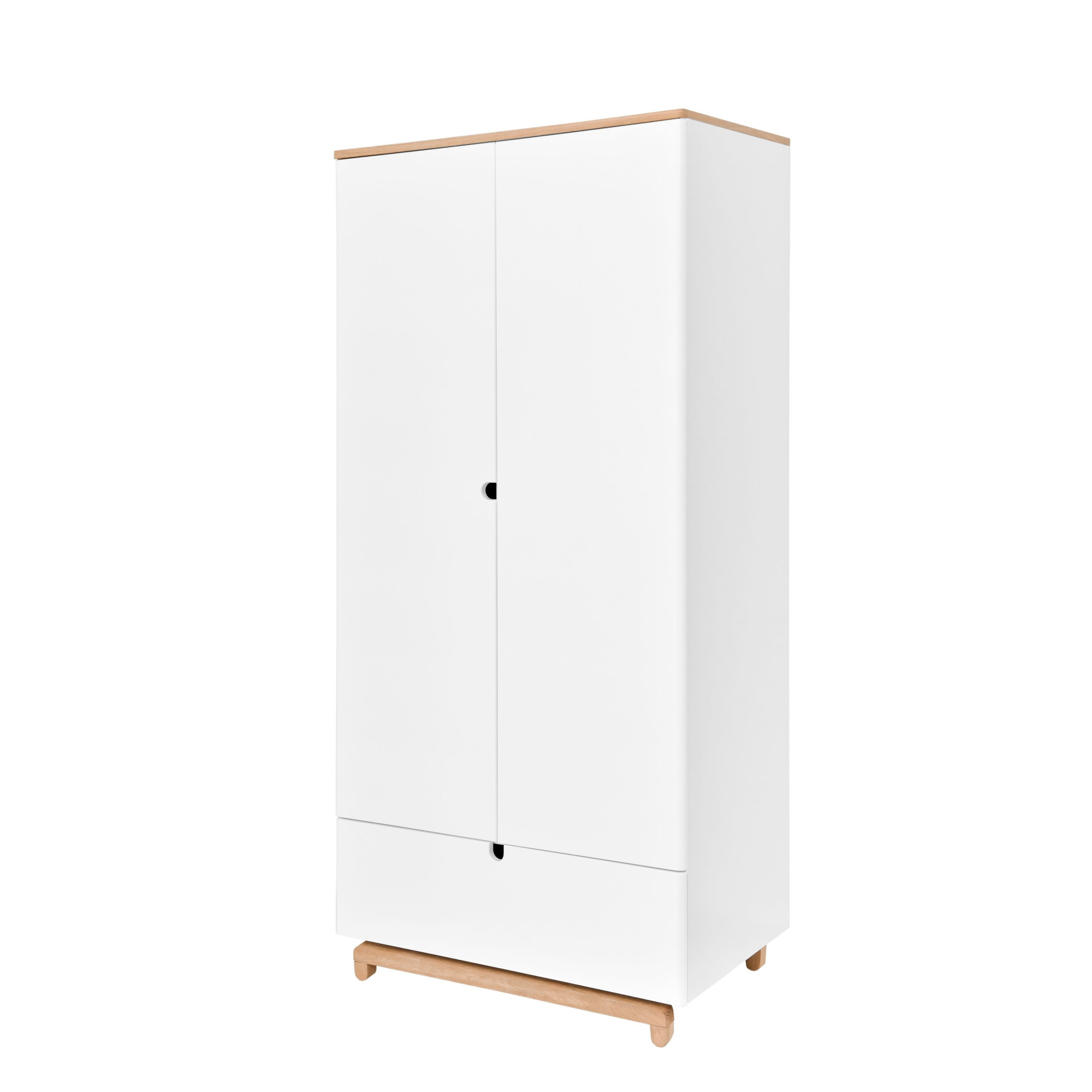 Dulap 2 usi, 1 sertar, MDF, picioare lemn de stejar, stil modern, 190x90 cm colectia NOMI