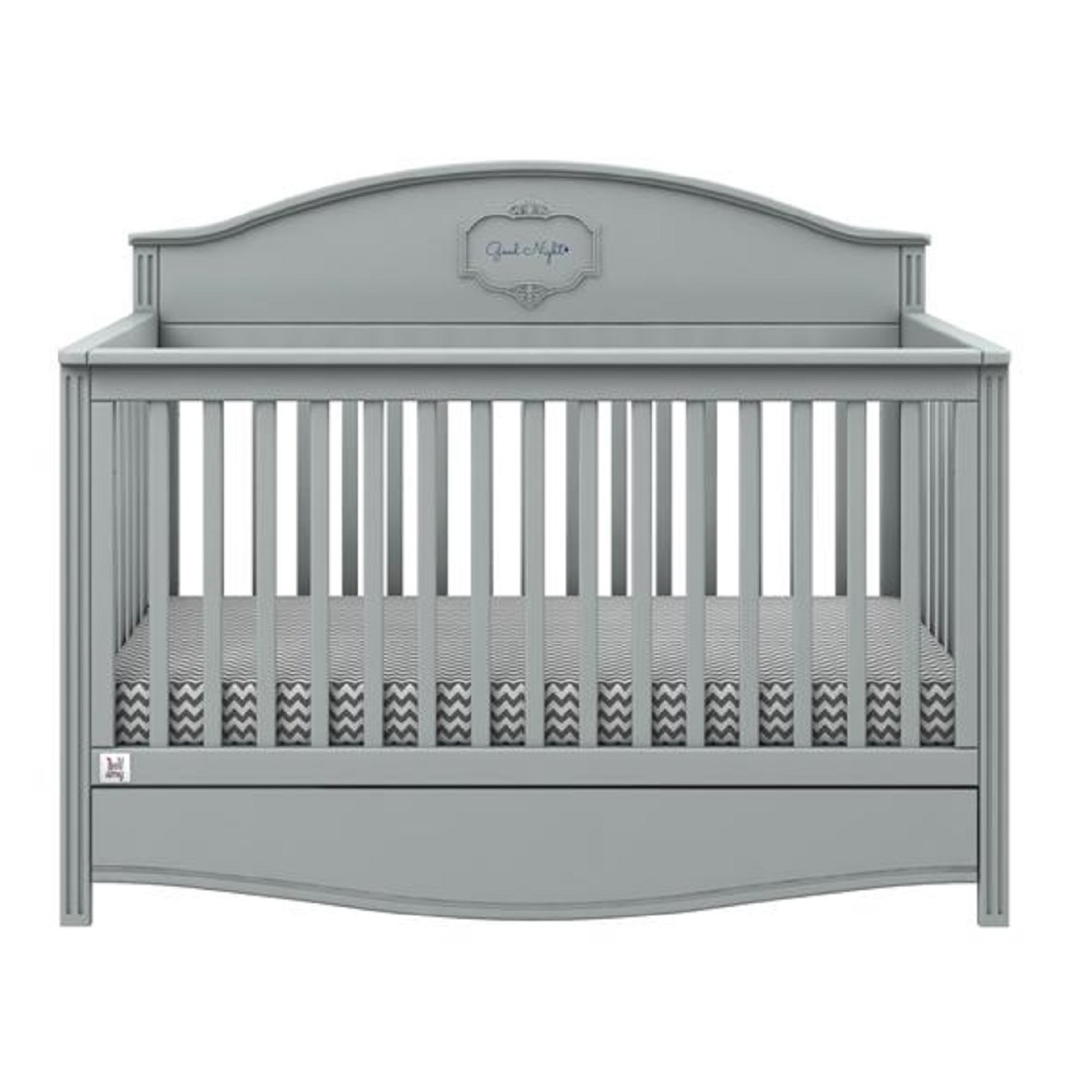 Patut bebe cu sertar, Good Night, lemn/MDF gri, 140 x 70 cm