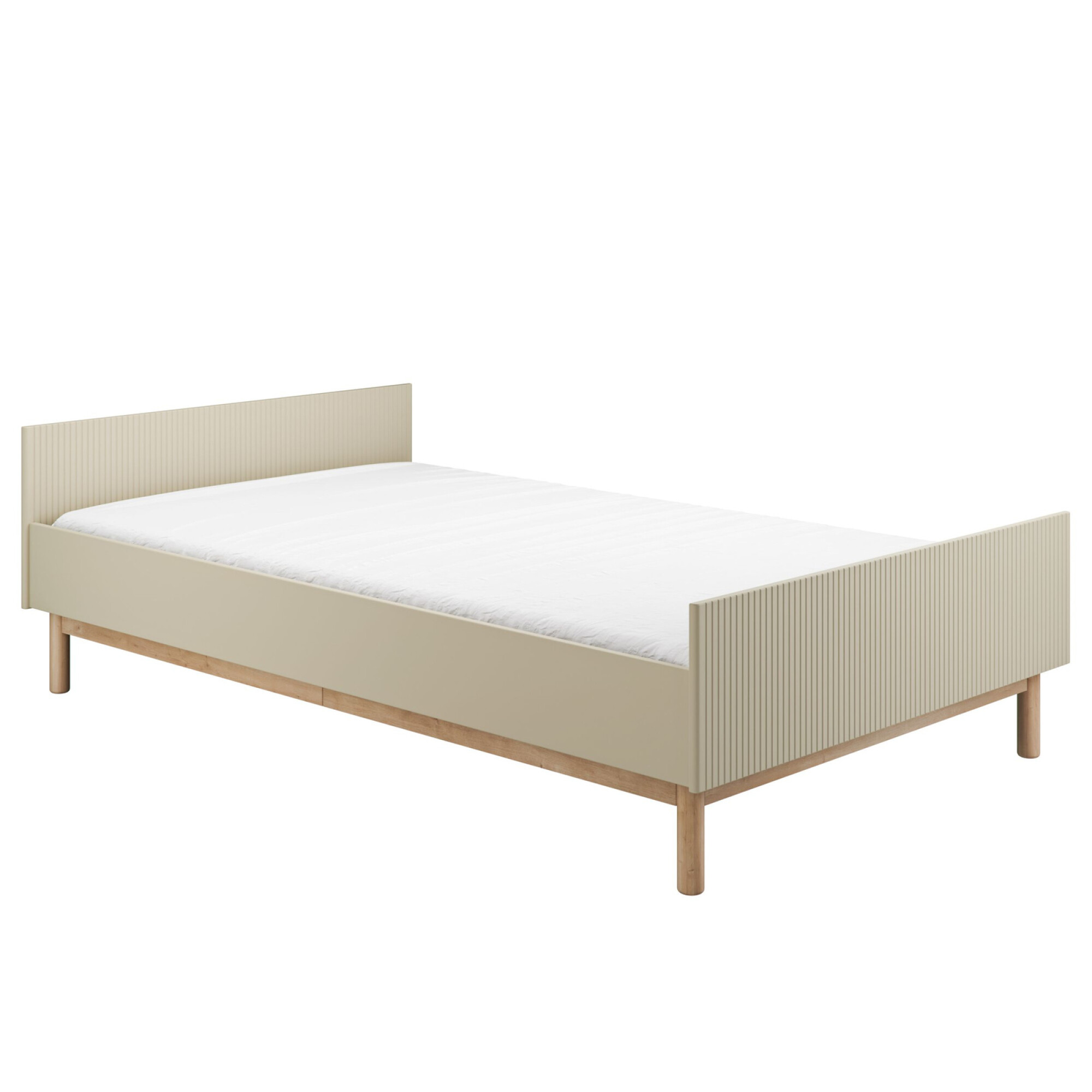 Pat copii 120x200 din lemn masiv / MDF, colectia Miloo, champagne
