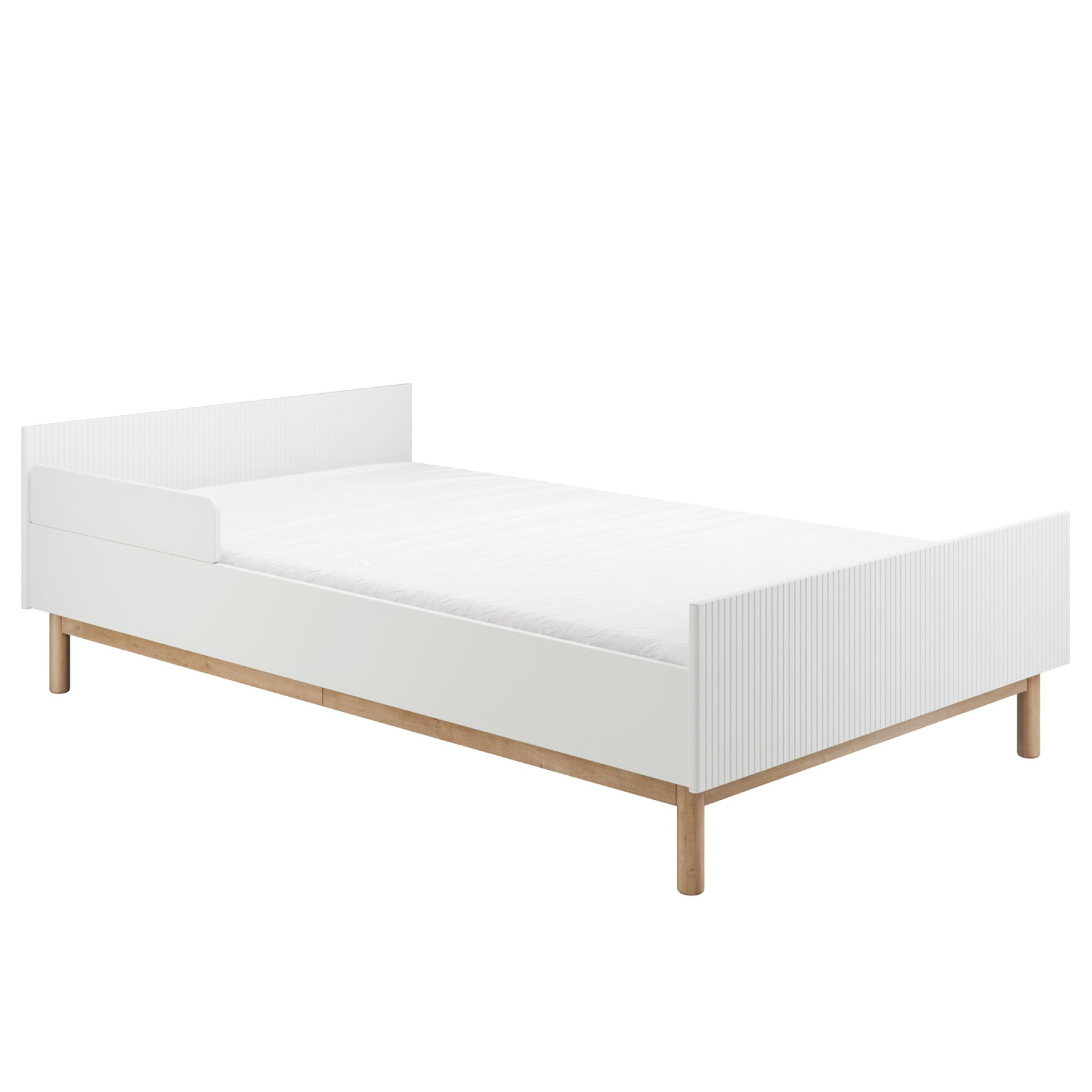 Pat copii 120x200 din lemn masiv / MDF, colectia Miloo, alb