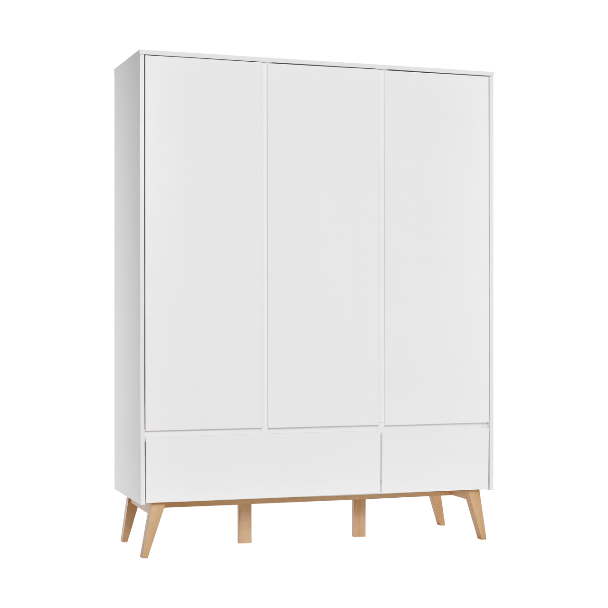 Dulap 3 usi, 2 sertare, MDF/lemn de fag, 200x150, cm, Swing Alb