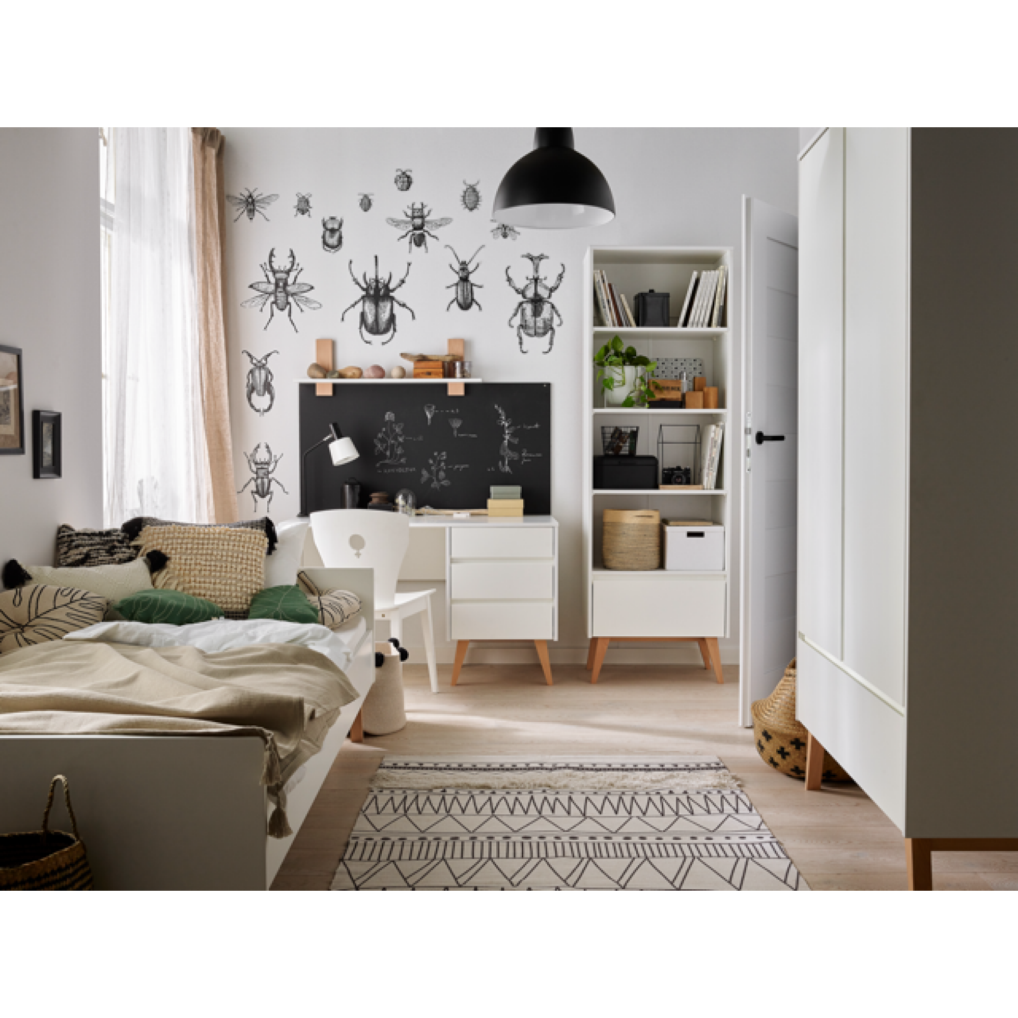 Biblioteca inalta MDF/Lemn Swing Alb 200x65 cm