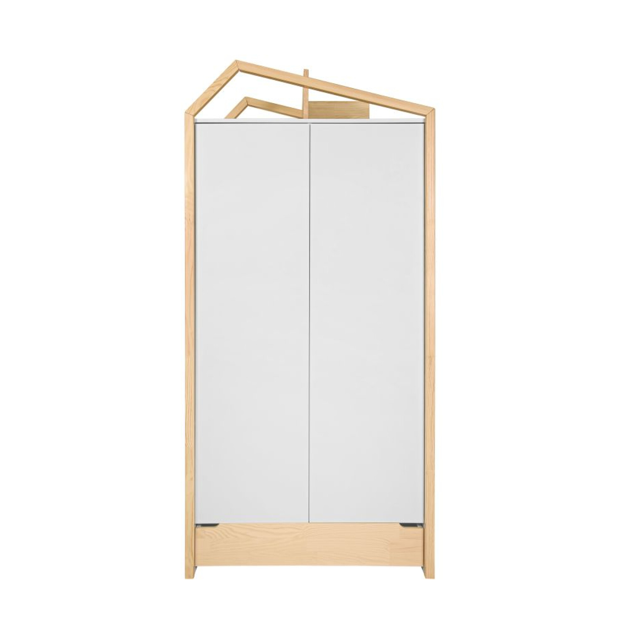 Dulap Montessori, tip casuta, 2 usi, sertar, MDF/lemn de pin, ALB, colectia TATAM, 210x100 cm 