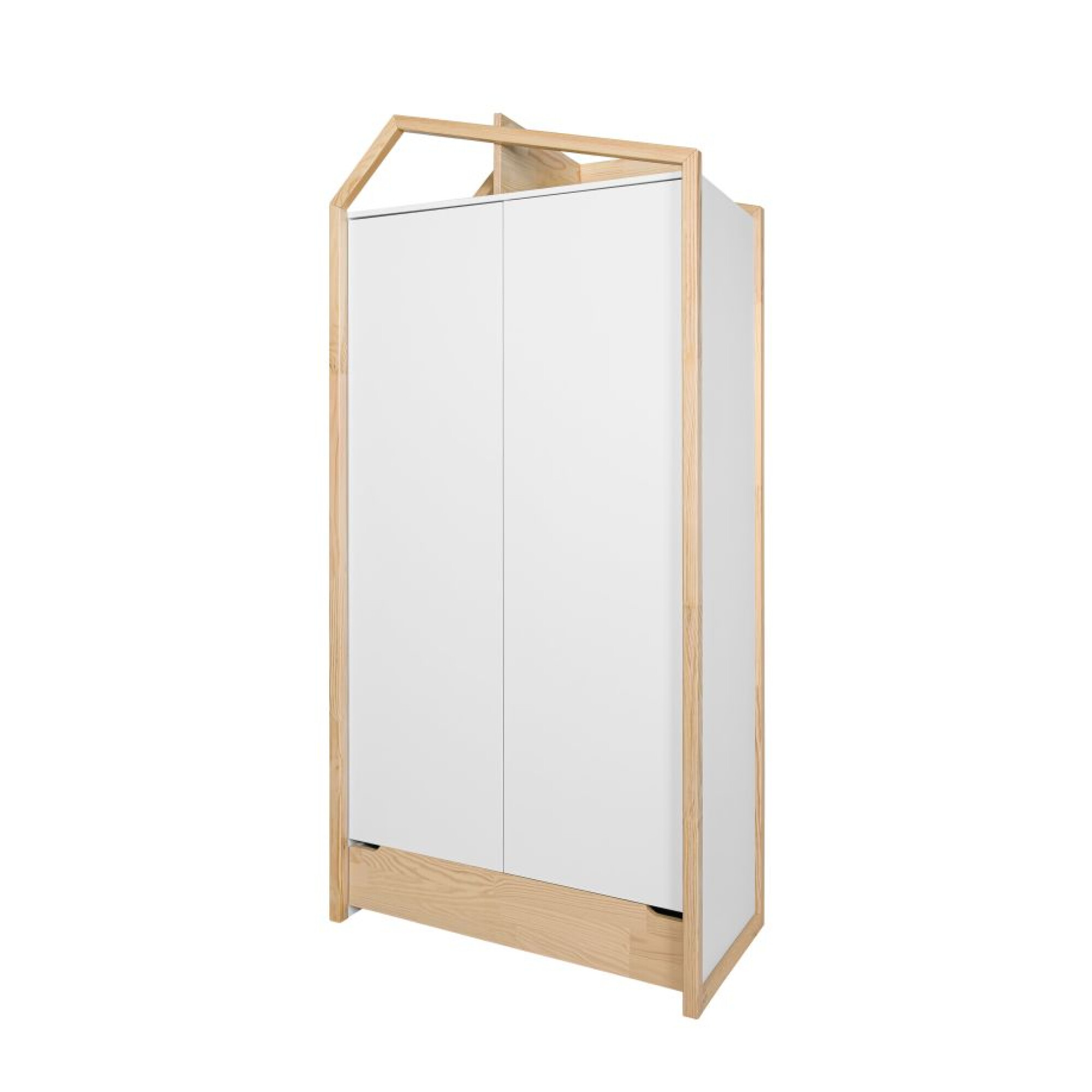 Dulap Montessori, tip casuta, 2 usi, sertar, MDF/lemn de pin, ALB, colectia TATAM, 210x100 cm 