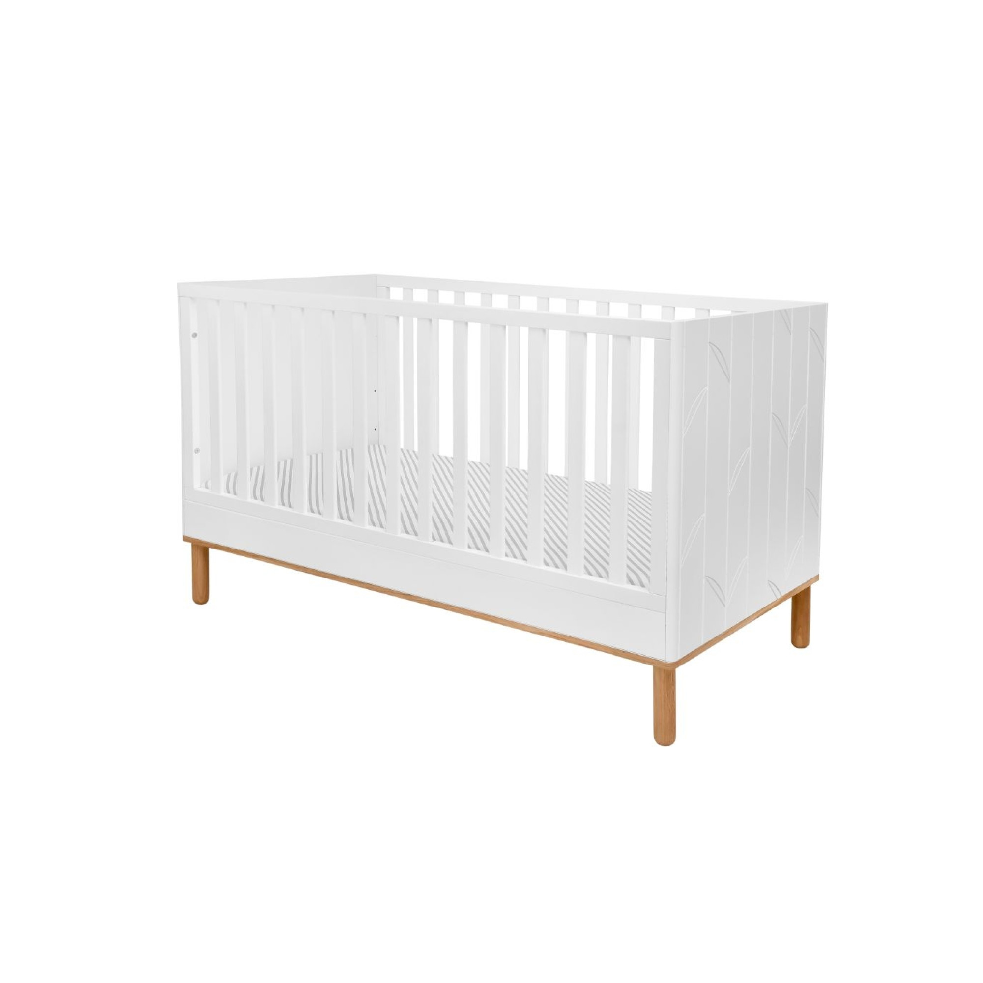 Patut bebe lemn stejar/MDF, Toteme botanic, alb, 140 x 70 cm