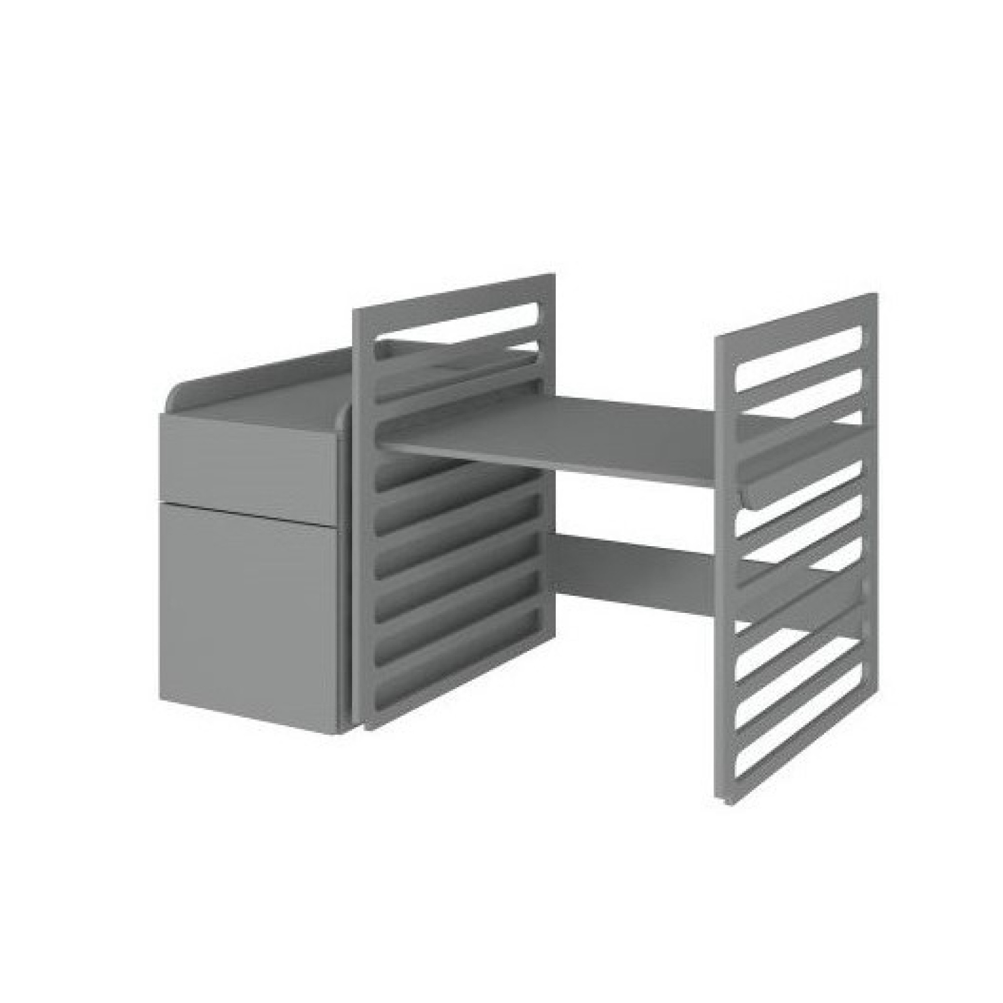 Patut bebe transformabil, UP!, lemn/MDF, gri, 120-160 x 70 cm