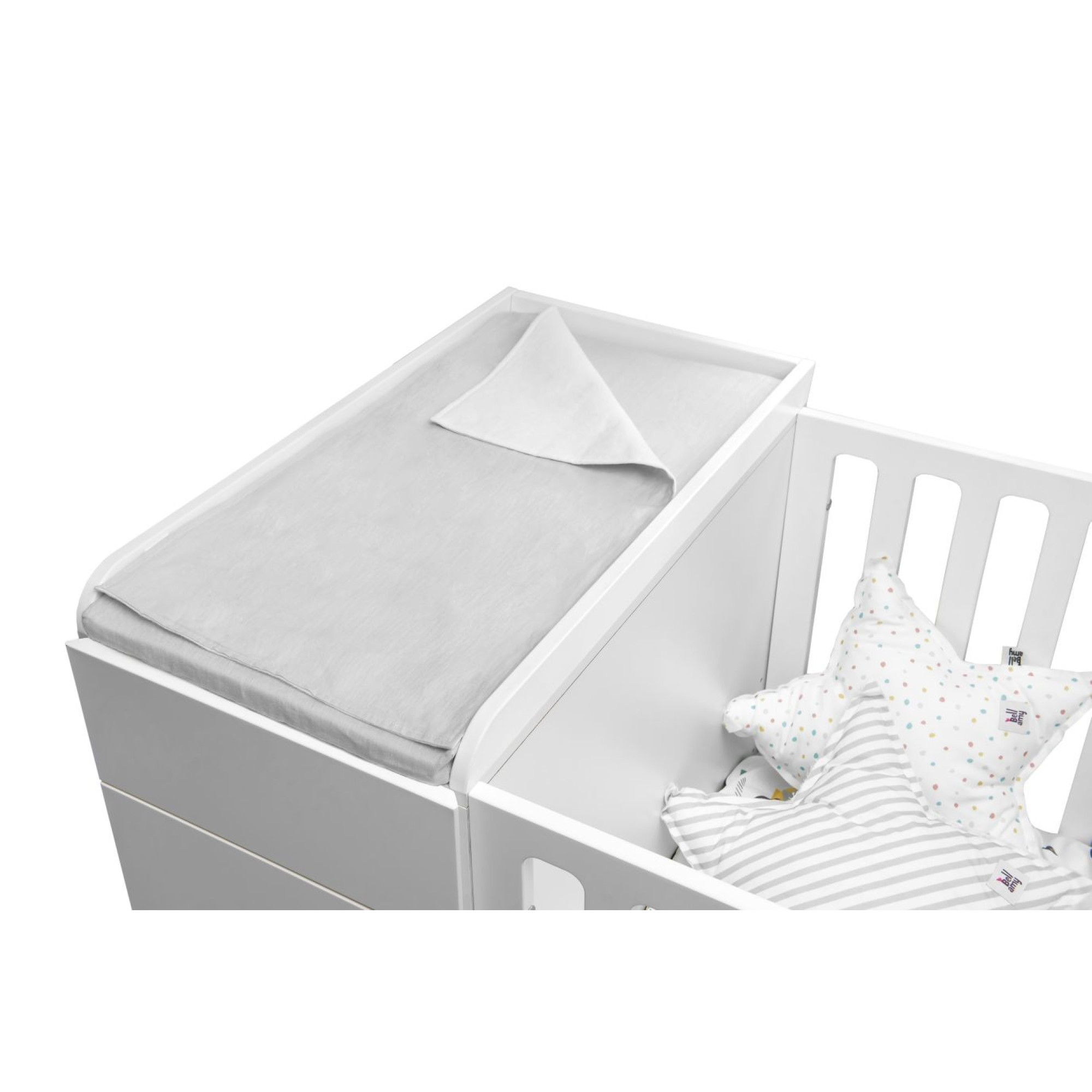 Patut bebe transformabil, UP!, lemn/MDF, alb, 120-160 x 70 cm