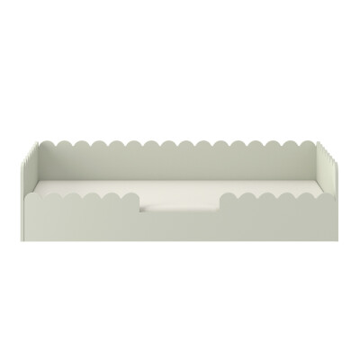 Pat Montessori 80x160, SAGE, MDF si lemn masiv, cu bariere de protectie si sertar colectia Book Nook