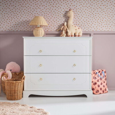 Comoda 3 sertare, MDF, ALB, stil clasic-romantic, colectia Royal