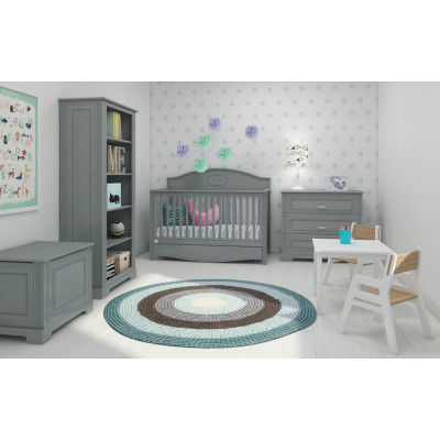 Patut bebe cu sertar, Good Night, lemn/MDF gri, 140 x 70 cm