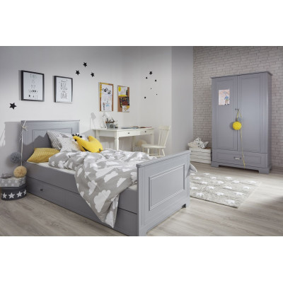 Dulap inalt 2 usi, 1 sertar, MDF, Gri, stil clasic-romantic 193x102 cm, colectia INES