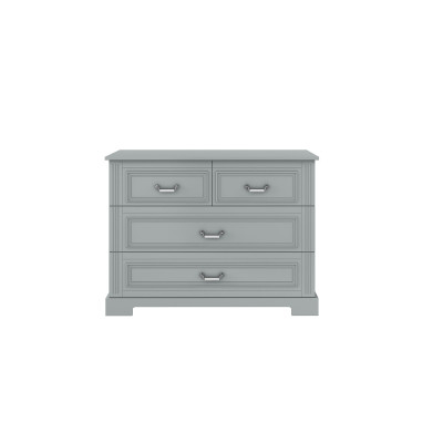 Comoda 4 sertare, cu manere de portelan, MDF, Gri, stil casic-romantic, 120x90 cm, colectia INES 