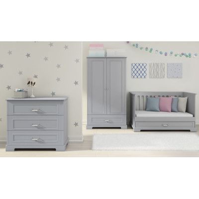 Dulap 2 usi, 1 sertar, MDF, Gri, stil clasic-romantic, 180x102 cm, colectia INES