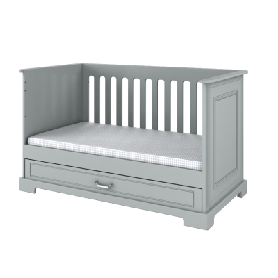 Patut bebe, Gri, lemn/MDF, stil clasic-romantic, 140 x 70 cm, colectia INES