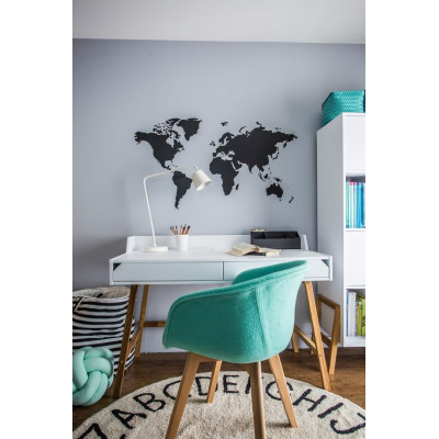 Birou LOTTA Alb, 2 sertare, blat 120x60 cm, picioare lemn de stejar, stil scandinav,