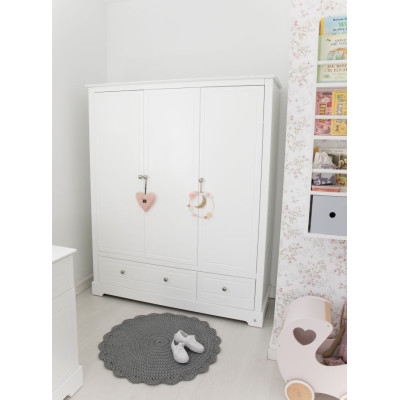 Dulap 3 usi, 2 sertare, MDF, Alb, stil clasic-romantic, 174x146 cm, colectia MARYLOU